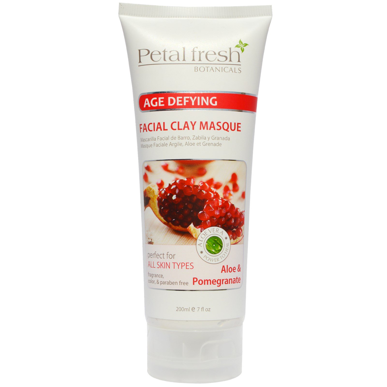 Petal Fresh, Botânicos, Máscara de Argila Anti-Envelhecimento, Aloe e Romã, 7 fl oz (200ml)