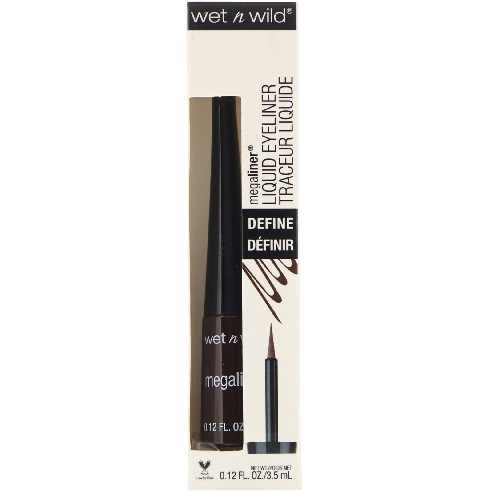 Wet n Wild, Delineador líquido MegaLiner, preto, 0,12 fl oz (3,5 ml) - Imagem 2