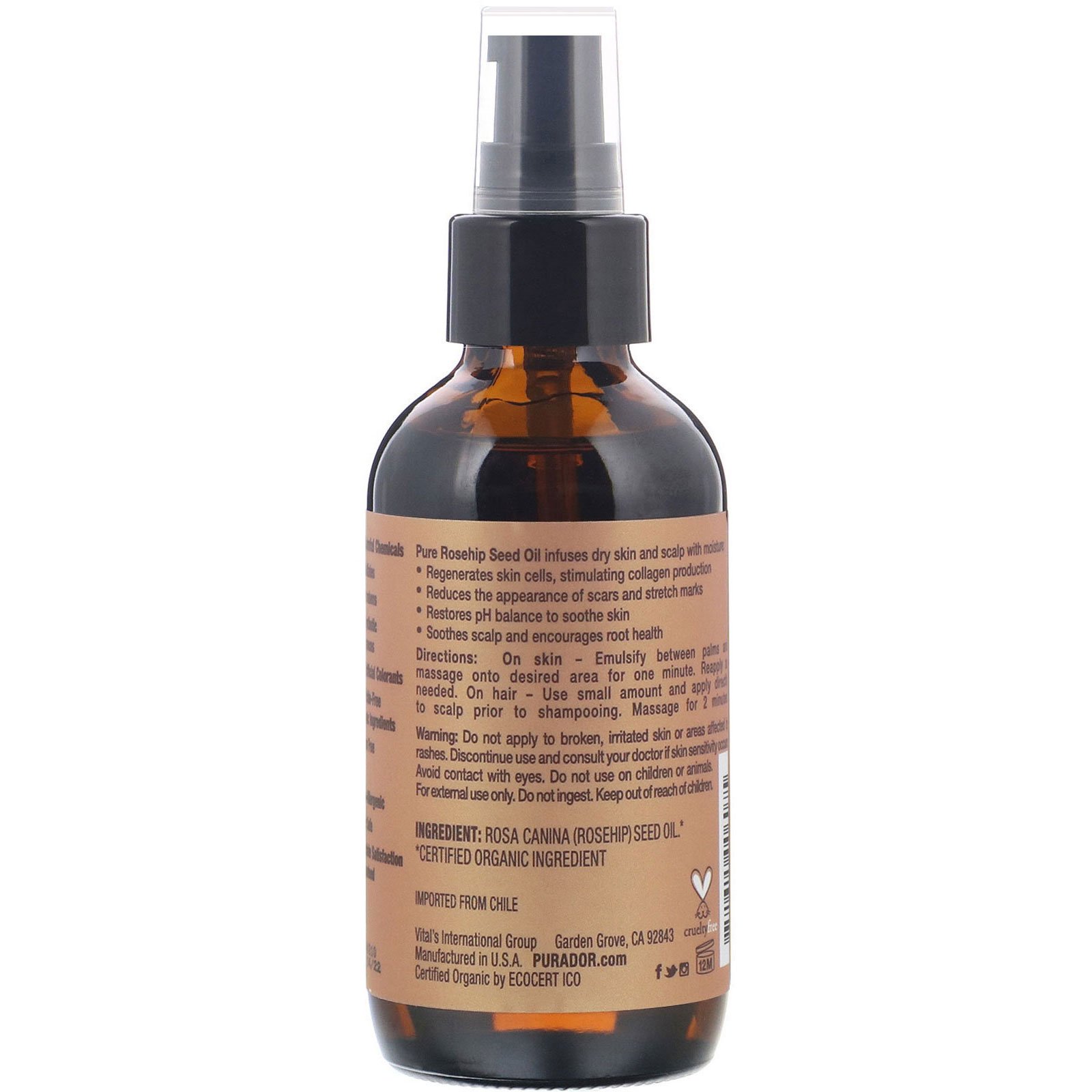Pura D'or, Professional, Óleo da Semente de Rosa Mosqueta, 118 ml (4 fl oz) - Imagem 2