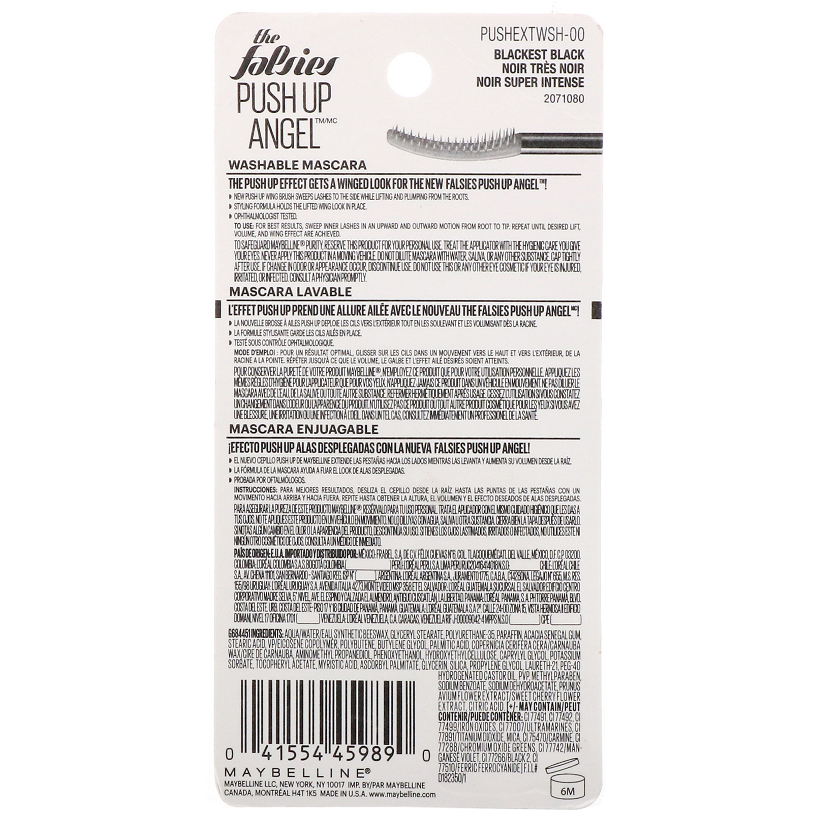 Maybelline, Máscara Push Up Angel The Falsies, Blackest Black 9,8 ml - Imagem 3