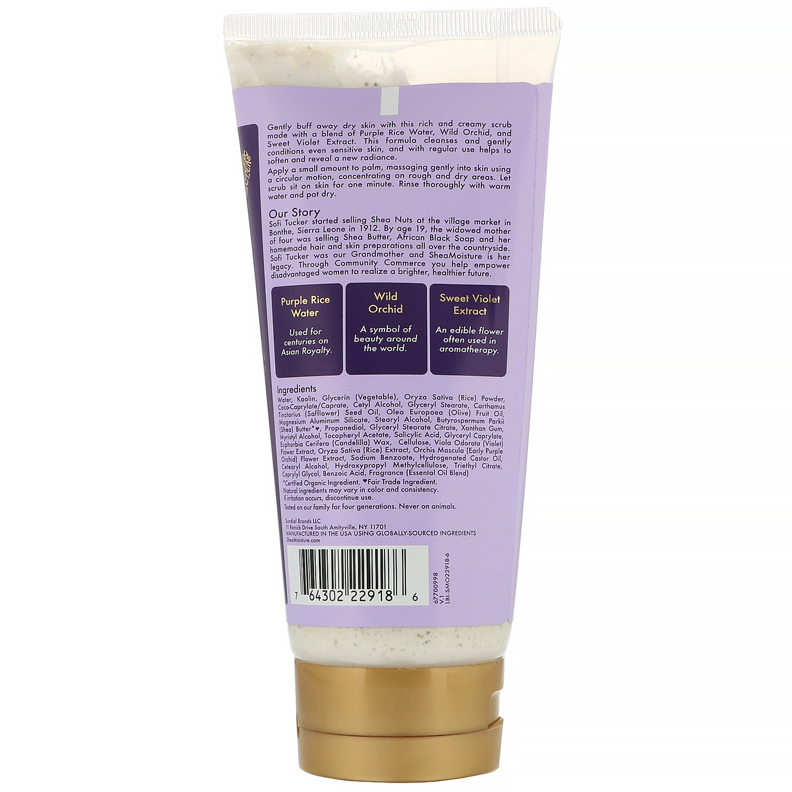 SheaMoisture, Purple Rice Water, Velvet Skin Rice Scrub, 6 fl oz (177 ml) - Imagem 2