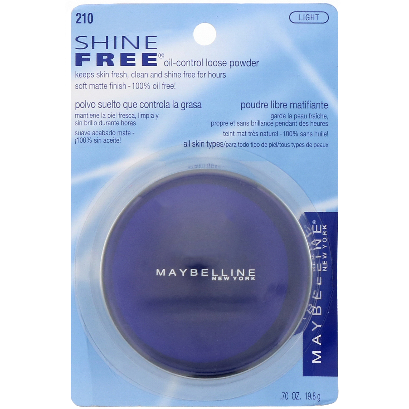 Maybelline, Shine Free, Oil-Control Loose Powder, Light, 0.7 oz (19.8 g) - Imagem 2