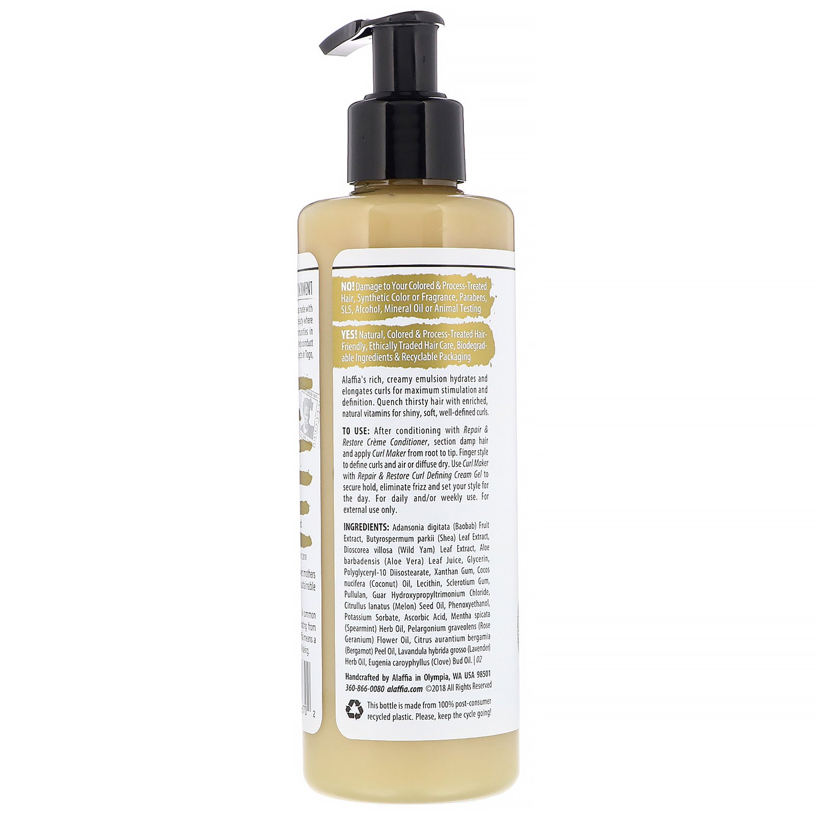 Alaffia, Repair & Restore, Ativador de Cachos com Baobá e Aloe, 236 ml (8 oz) - Imagem 2