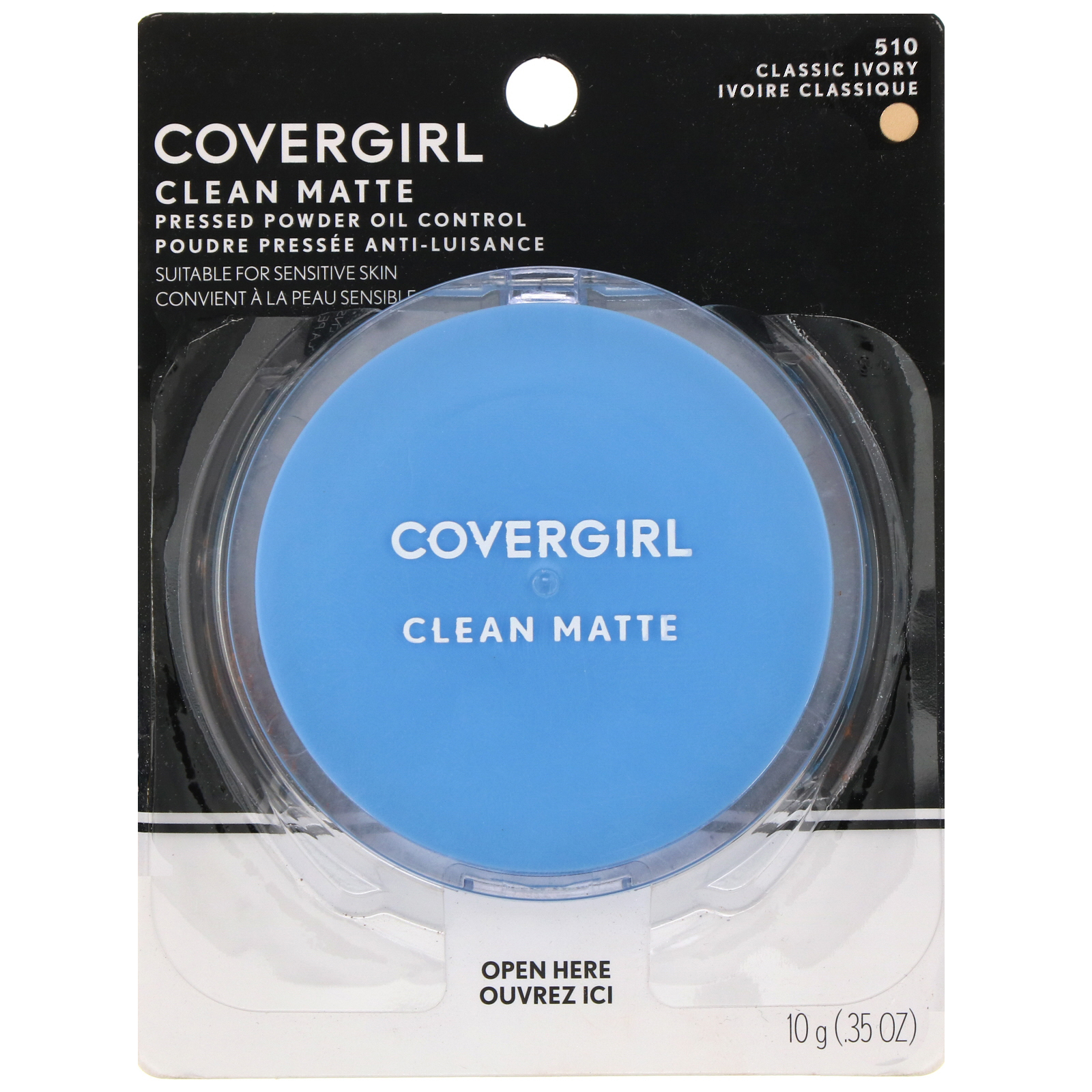 Covergirl, Clean Matte, Pó compacto, 510 Marfim clássico, 10 g - Imagem 2