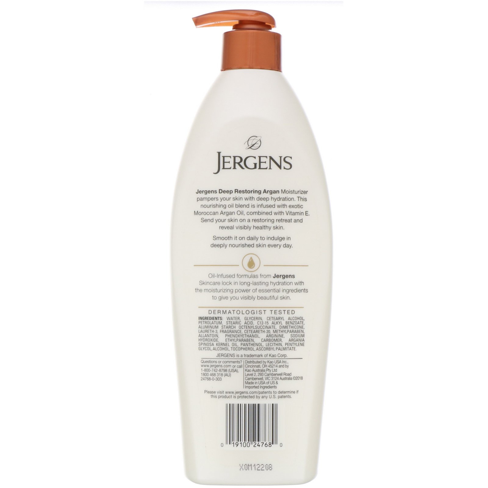 Jergens, Deep Restoring Argan Moisturizer, Oil-Infused, 16.8 fl oz (496 ml) - Imagem 2