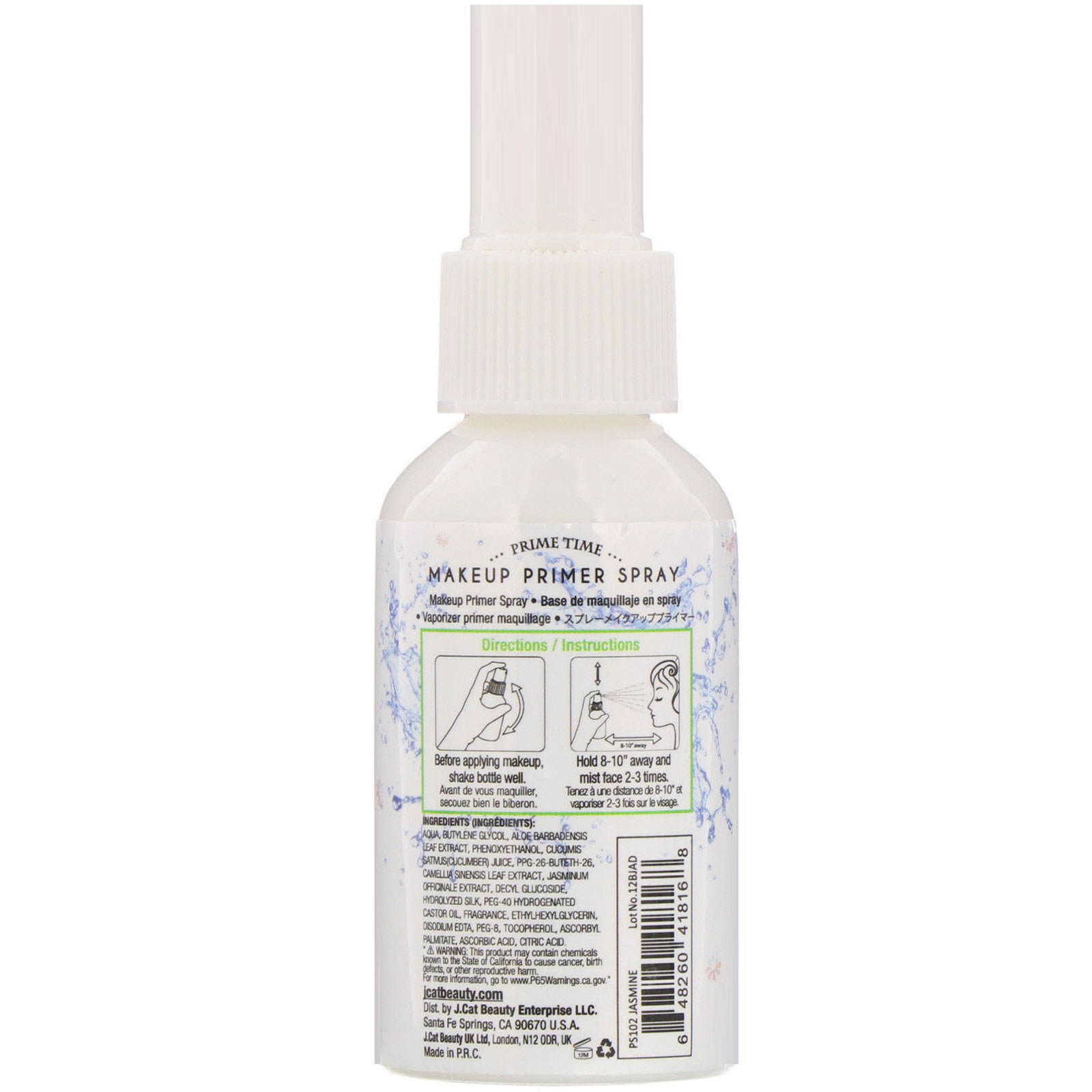 J.Cat Beauty, Primer em spray para maquiagem, PS102 Jasmim, 60 ml - Imagem 2