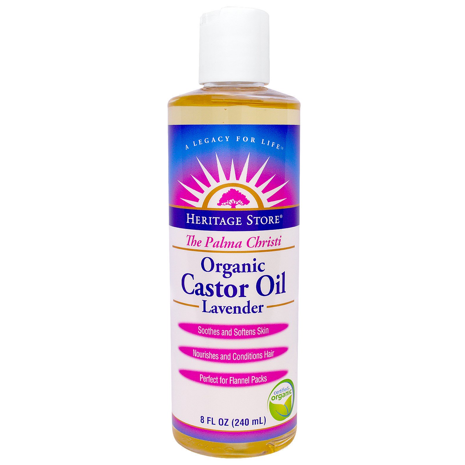 Heritage Store, The Palma Christi, Óleo Casto Orgânico, Lavanda, 240 ml