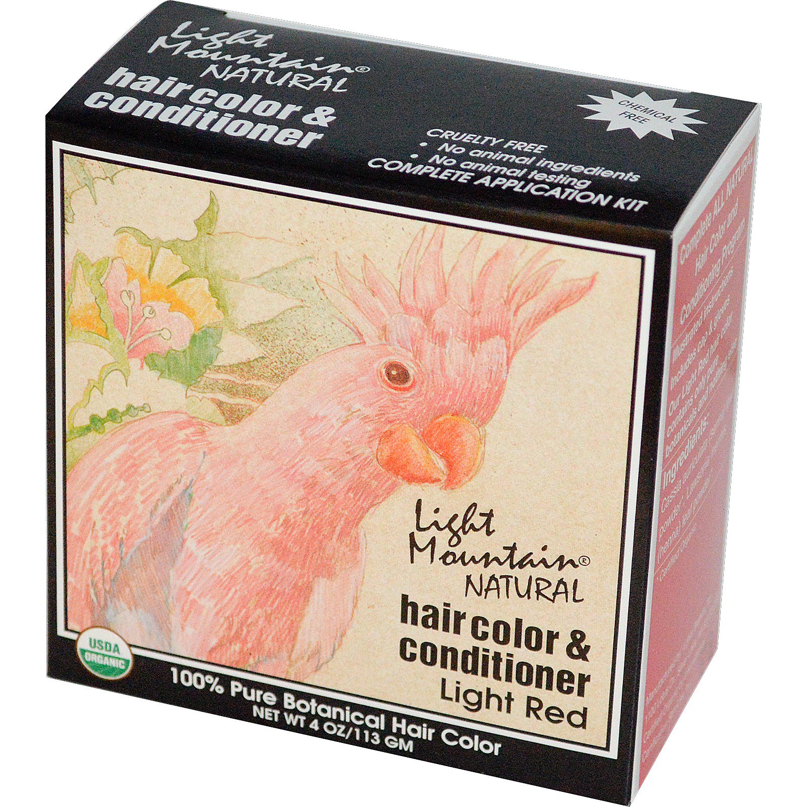Light Mountain, Tintura natural orgânica para cabelos e condicionador, Vermelho claro, 4 oz (113 g)