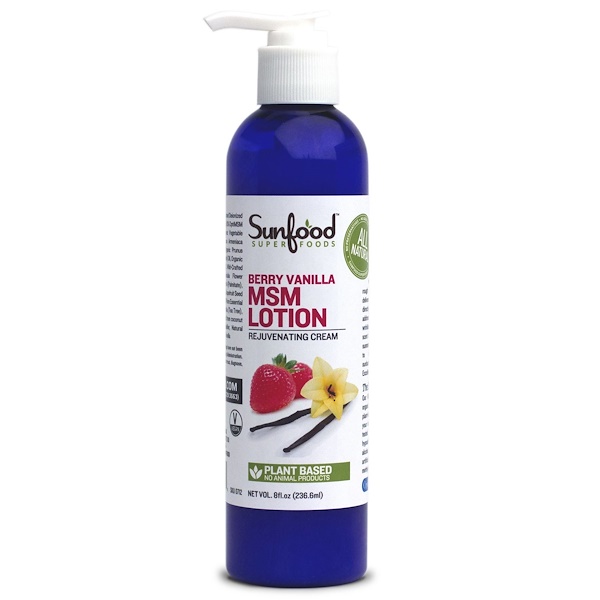 Sunfood, Loção MSM, Creme Rejuvenescedor, Baunilha, 8 fl oz (236,6 ml)