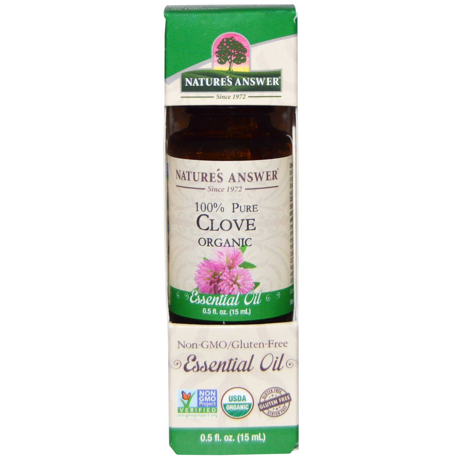 Nature's Answer, Óleo Essencial Orgânico, 100% Puro Cravo, 0,5 fl oz / 15 ml