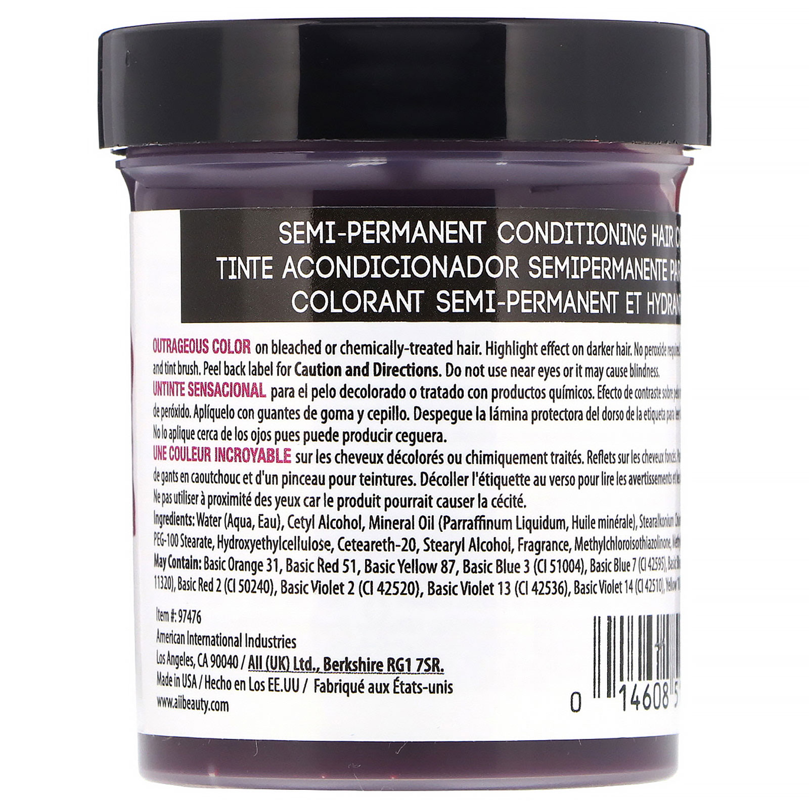 Punky Colour, Semi-Permanent Conditioning Hair Color, Red Wine, 3.5 fl oz (100 ml) - Imagem 2
