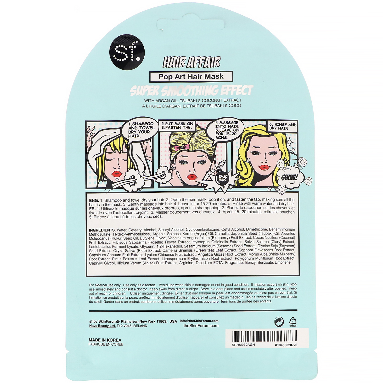 SFGlow, POP n' Glow, Hair Affair, Pop Art Hair Mask, 1 Sheet, 1.01 oz (30 ml) - Imagem 2