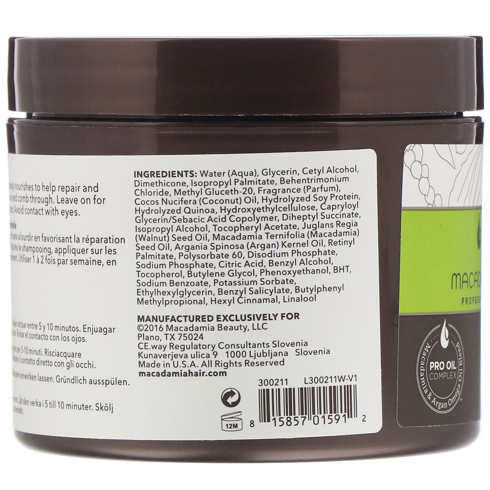 Macadamia Professional, Máscara Reparadora Leve, Texturas Muito Finas a Finas, 222 ml (7,5 fl oz) - Imagem 2