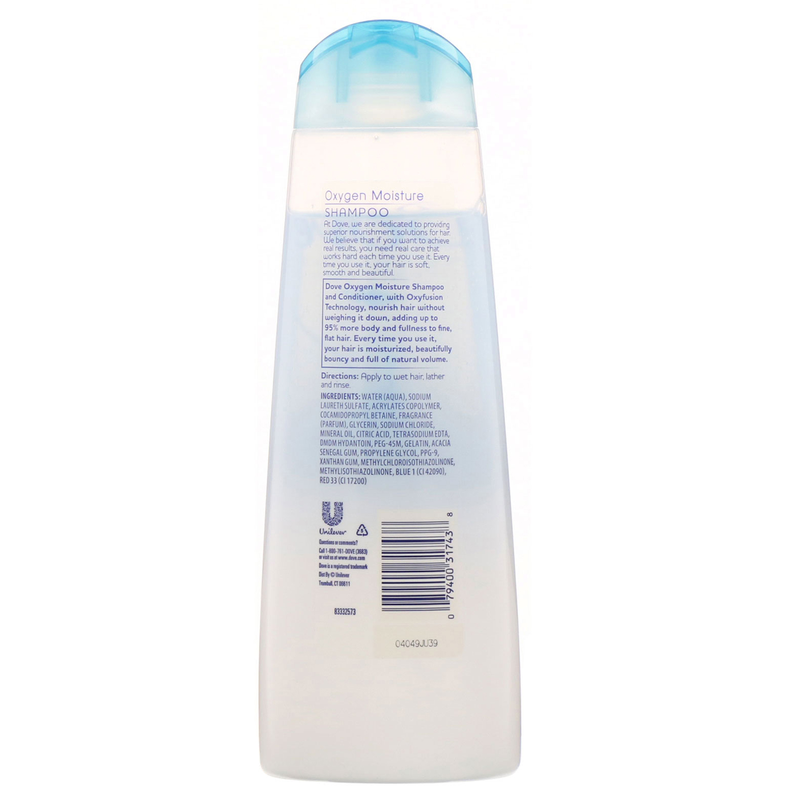 Dove, Nutritive Solutions, shampoo hidratante com oxigênio, 355 ml - Imagem 2