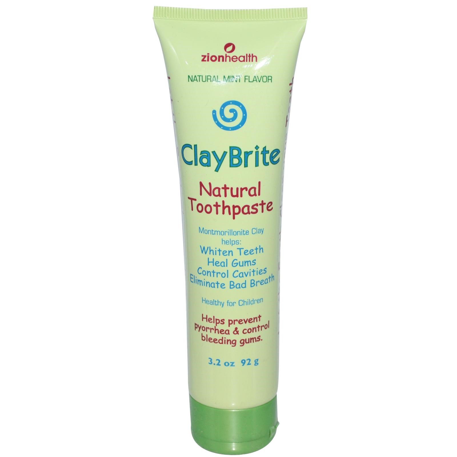 Zion Health, ClayBrite, Creme Dental Natural, Sabor Menta Natural, 3,2 oz (92 g)