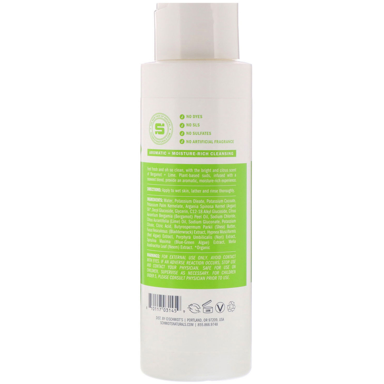 Schmidt's Naturals, Plant-Based Body Wash, Bergamot + Lime, 16 fl oz (473 ml) - Imagem 2