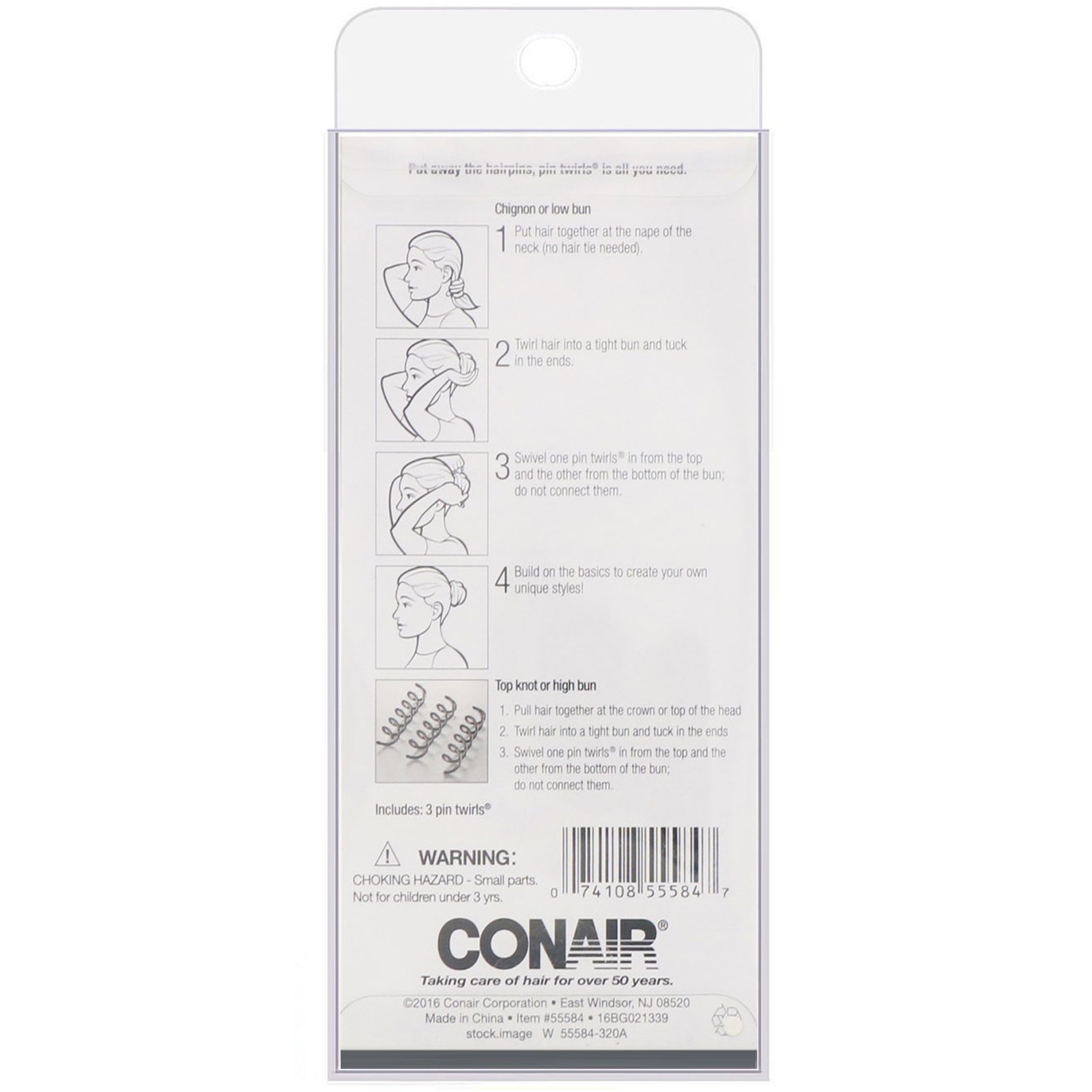 Conair, Grampo espiral, grampos espirais metálicos, 3 peças - Imagem 2