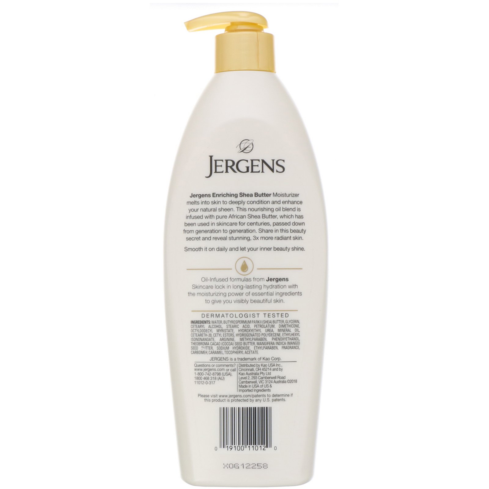 Jergens, Hidratante enriquecido com manteiga de karité, com infusão de óleo, 496 ml - Imagem 2