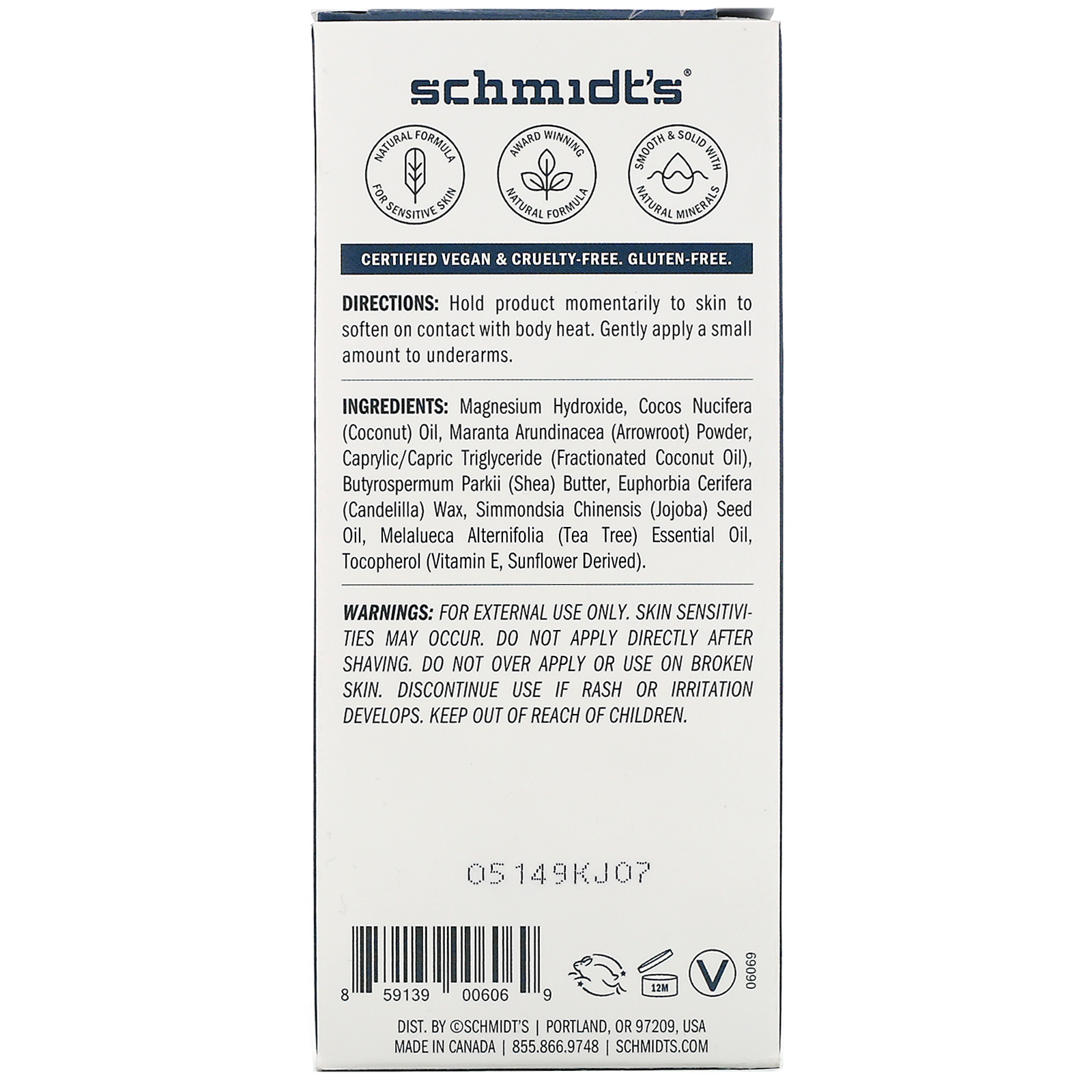 Schmidt's Naturals, Desodorante Natural, Fórmula para Pele Sensível, Árvore do Chá, 92 g (3,25 oz) - Imagem 2