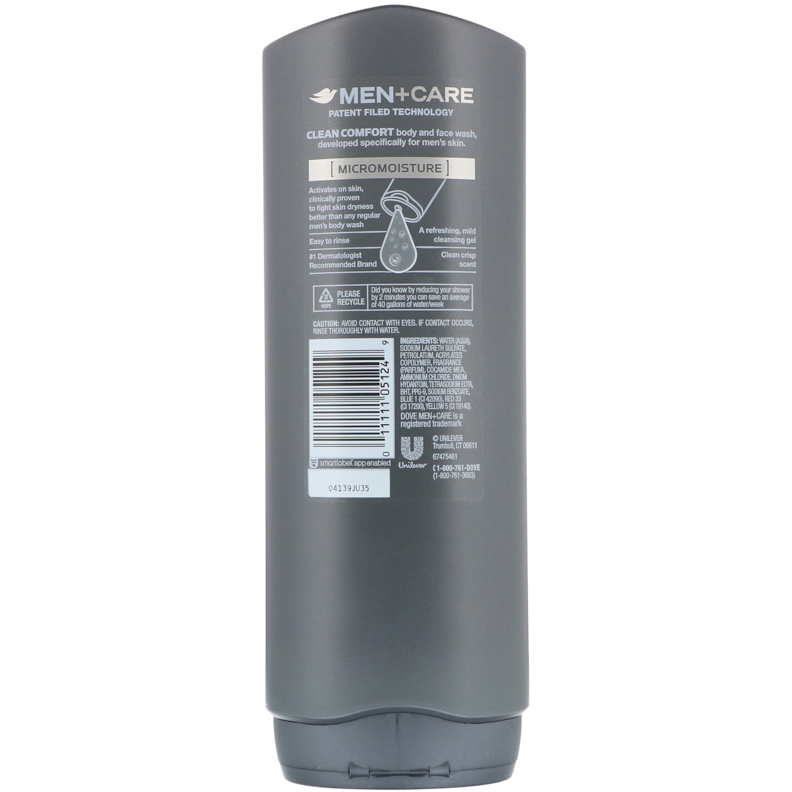 Dove, Men+Care, Clean Comfort, Gel corporal e facial, 532 ml - Imagem 2