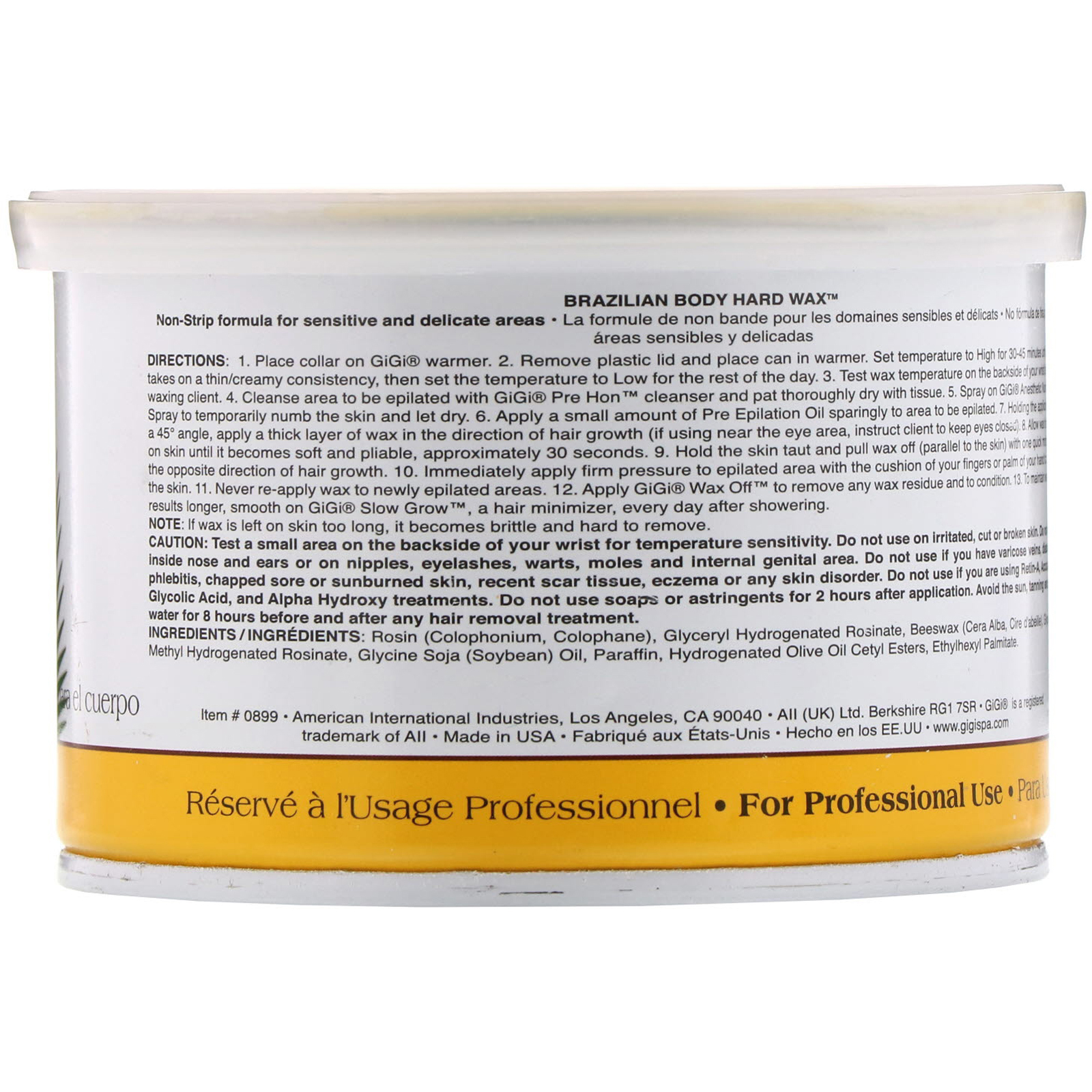 Gigi Spa, Brazilian Body Hard Wax, Cera Fria, 14 oz (396 g) - Imagem 2