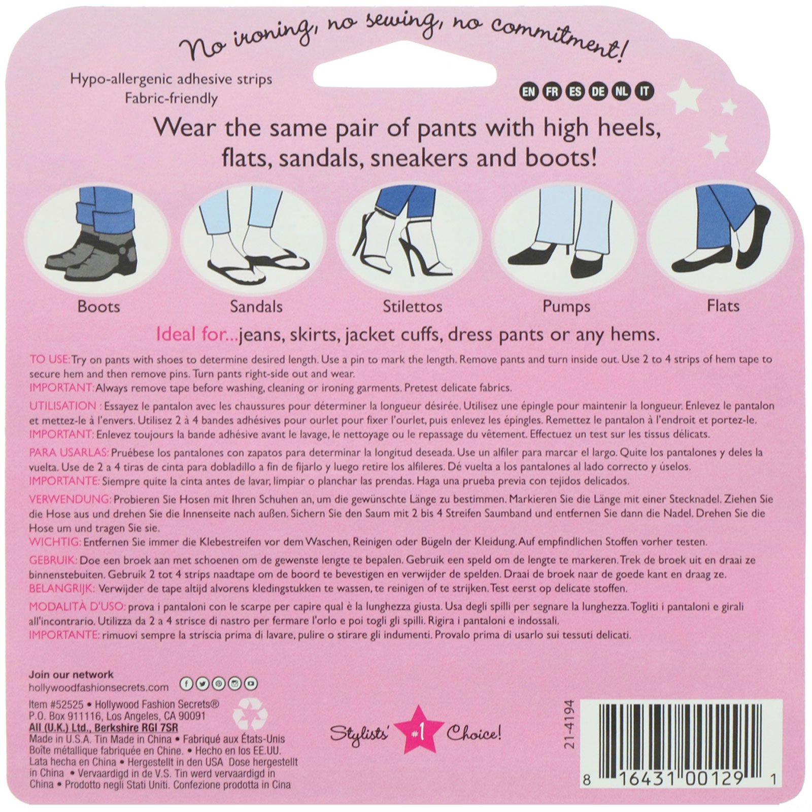 Hollywood Fashion Secrets, Temporary Hem Tape, 18 Fabric-Friendly Adhesive Strips - Imagem 2