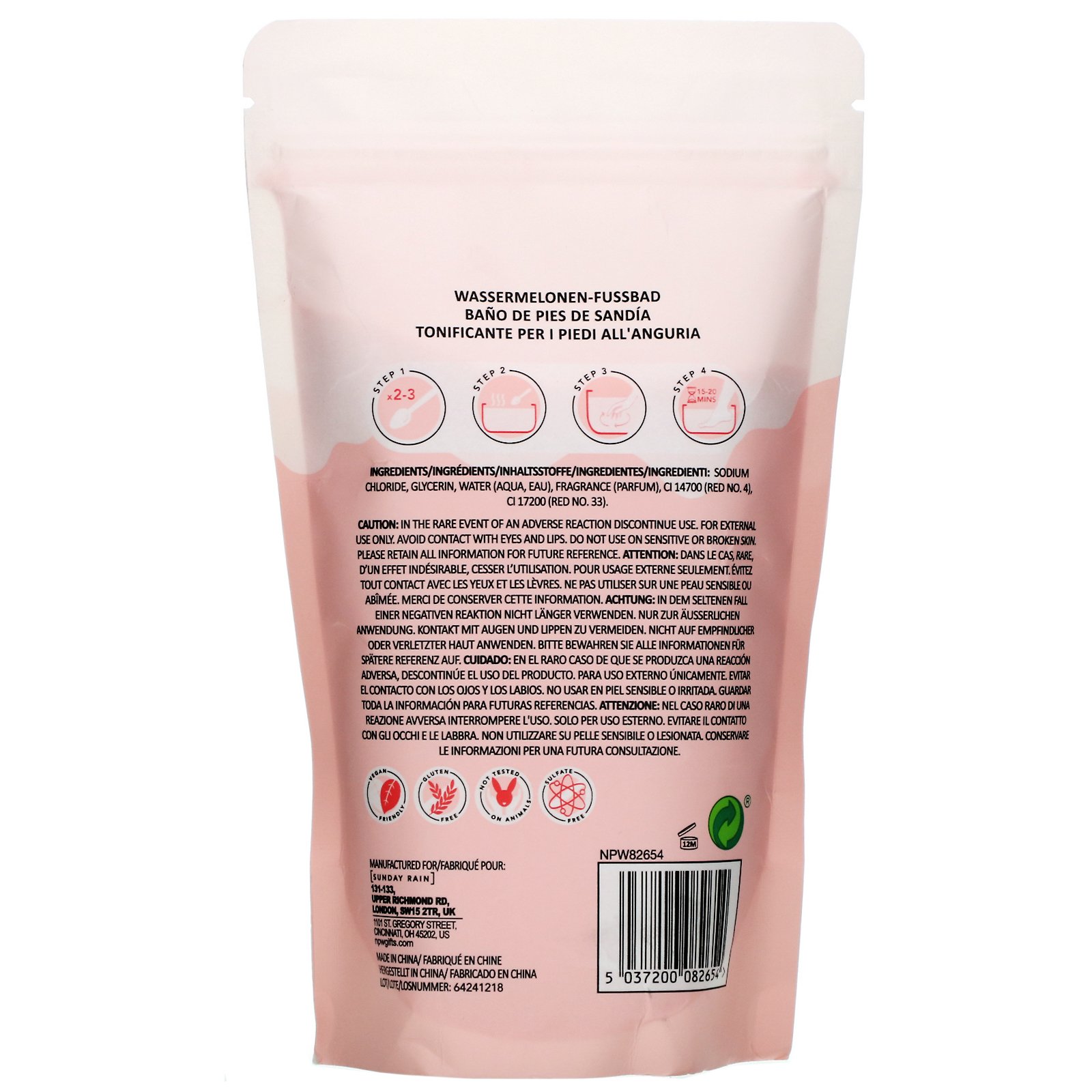 Sunday Rain, Rest Easy, Foot Soak, Watermelon, 13.9 oz (400 g) - Imagem 2