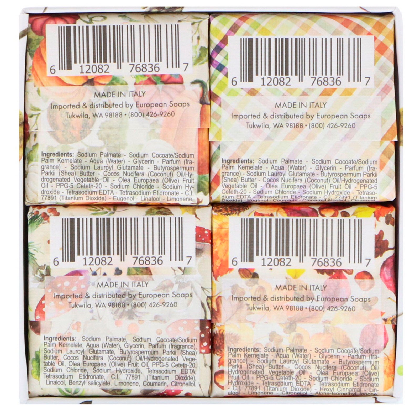 European Soaps, Via Mercato, Autumno, Kit de Sabonetes de Manteiga de Karité, 4 Sabonetes, 50 g Cada - Imagem 2