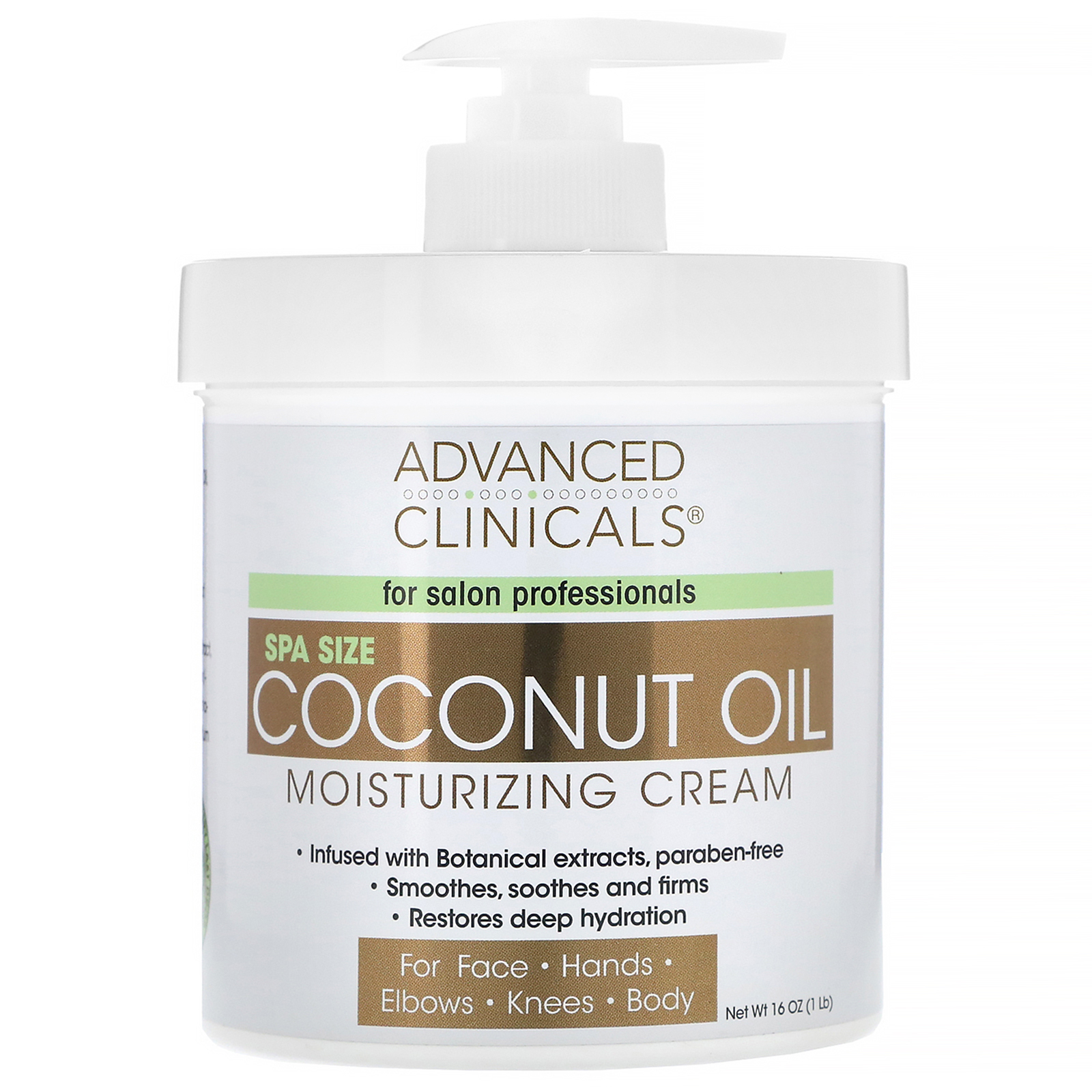 Advanced Clinicals, Creme Hidratante de Óleo de Coco, 16 oz (454 g)