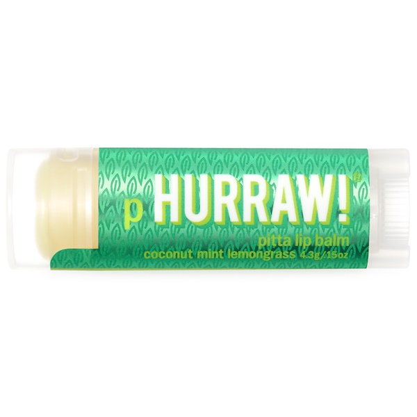 Hurraw! Balm, Balm Labial Pitta, Coco Menta Capim-limão, 4,3 g (0.15 oz)