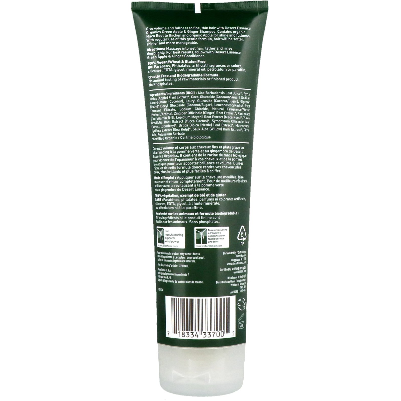 Desert Essence, Orgânicos, Shampoo, Maçã Verde e Gengibre, 237 ml (8 fl oz) - Imagem 2