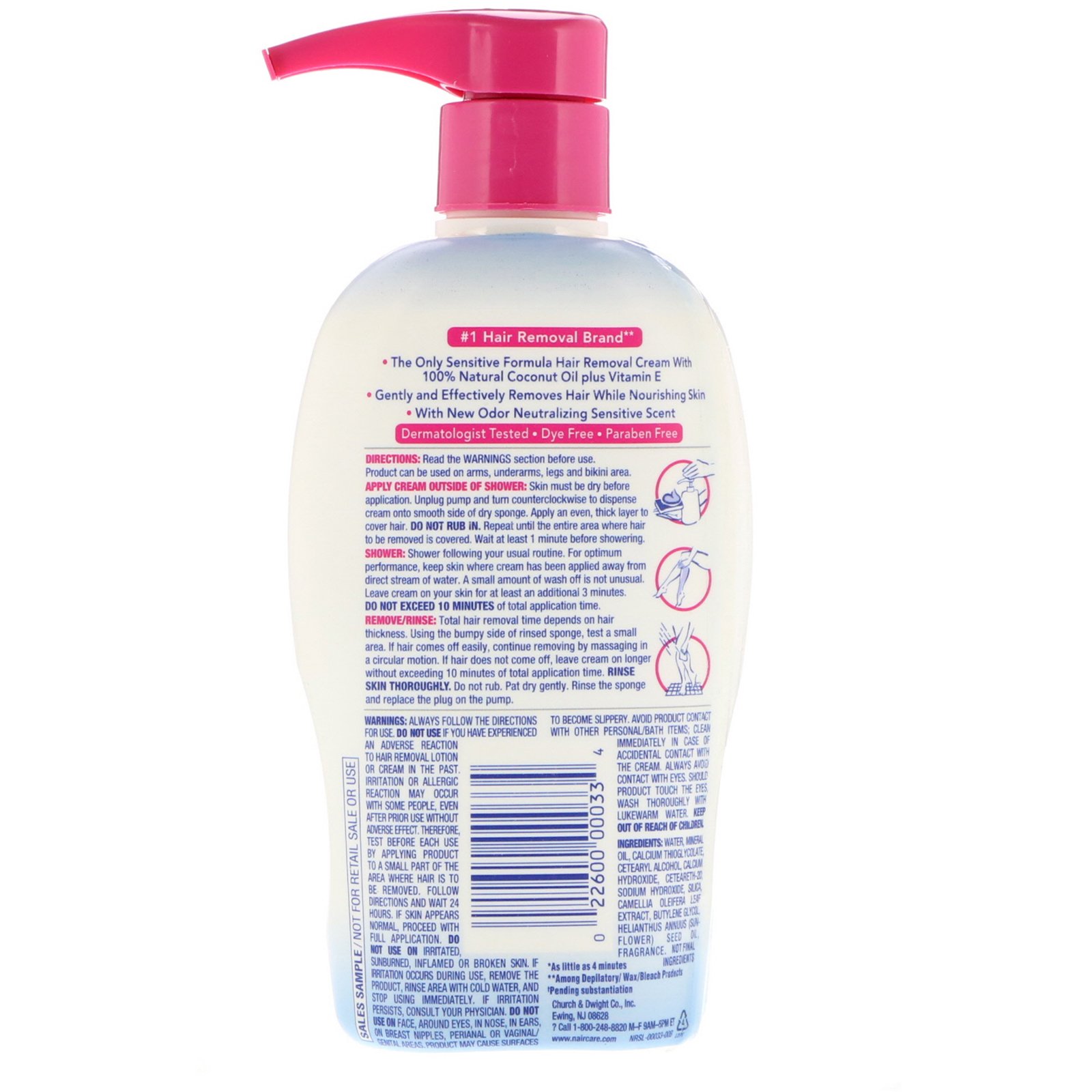 Nair , Shower Power, Hair Remover Cream with Coconut Oil Plus Vitamin E, 12.6 oz (357 g) - Imagem 2