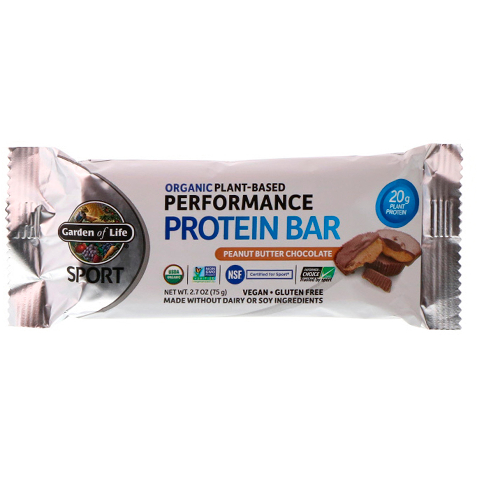 Garden of Life, Esporte, Barra de Proteínas Orgânicas de Desempenho à Base de Plantas, Chocolate com Manteiga de Amendoim, 12 Barras, 75 g (2,7 oz) Cada - Imagem 4
