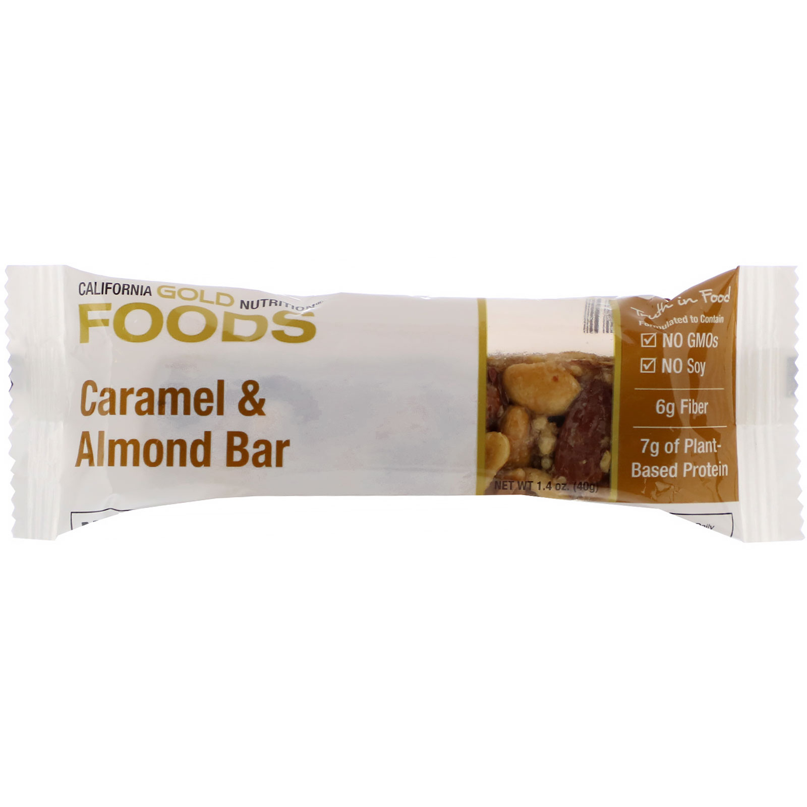 California Gold Nutrition, Foods, Caramel & Almond Bars, 12 Bars, 1.4 oz (40 g) Each - Imagem 4