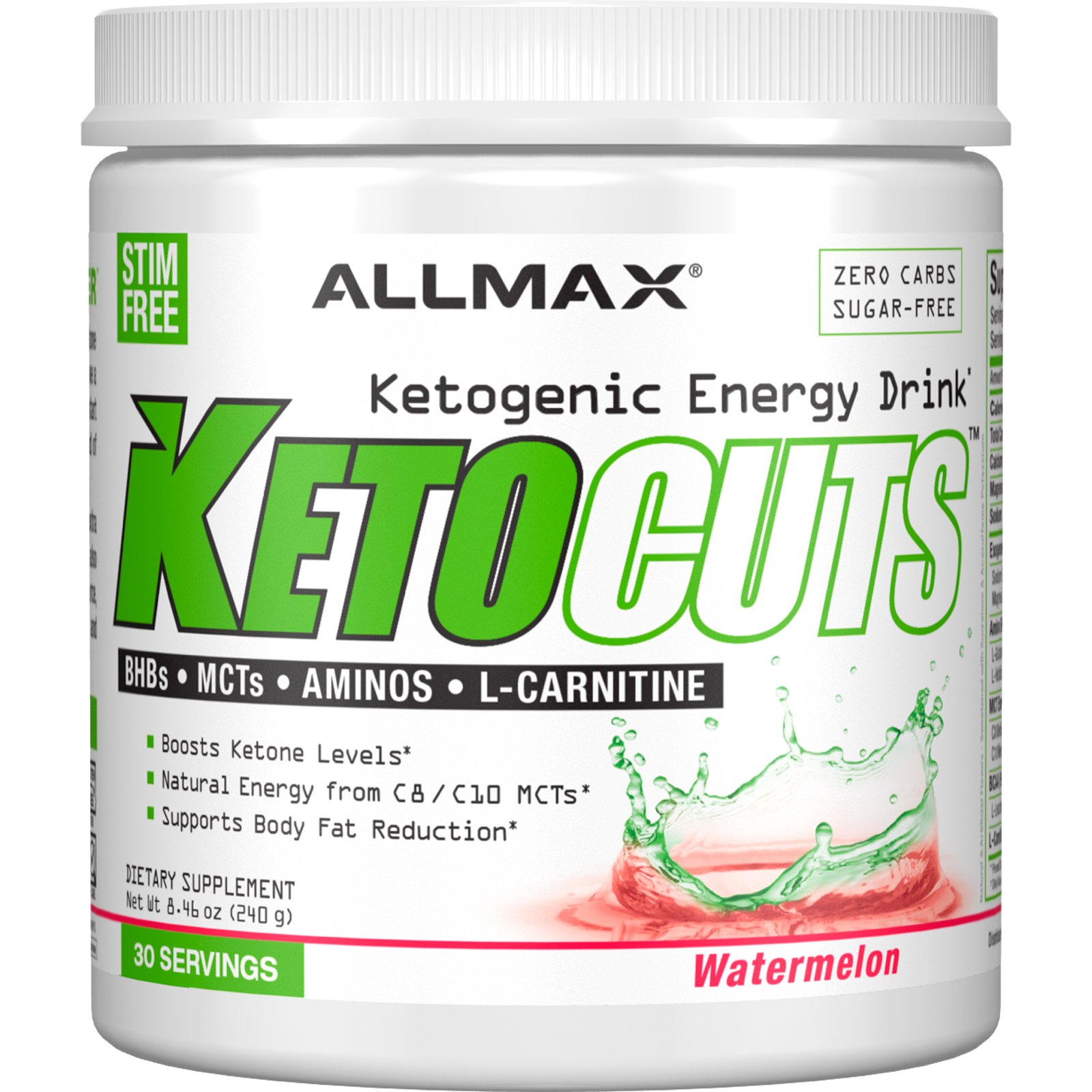 ALLMAX Nutrition, KetoCuts, Bebida Energética Cetogênica, Melancia, 8,47 oz (240 g)