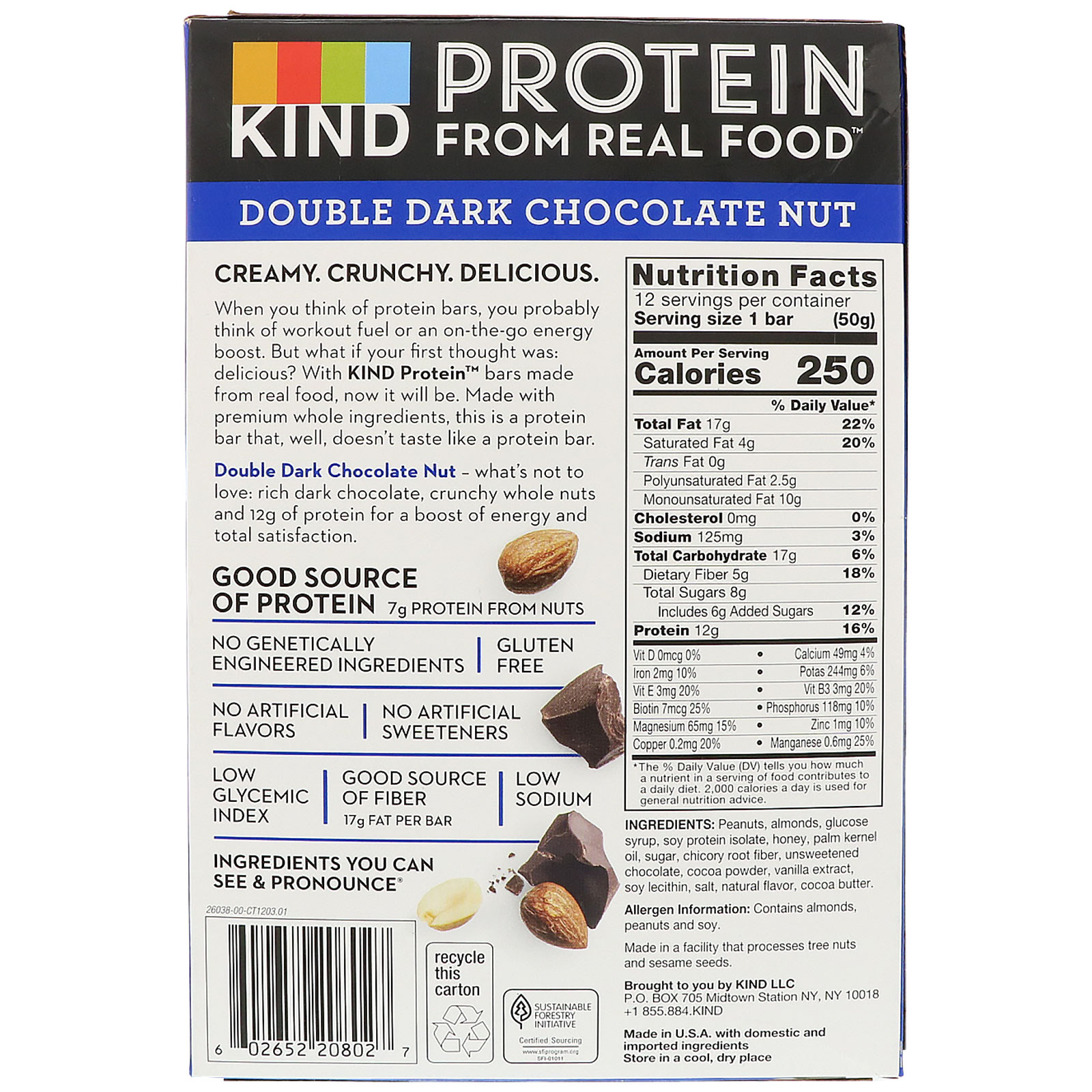 KIND Bars, Barras de Proteínas, Castanha e Chocolate Amargo Duplo, 12 Barras, 1,76 oz (50 g) cada - Imagem 3