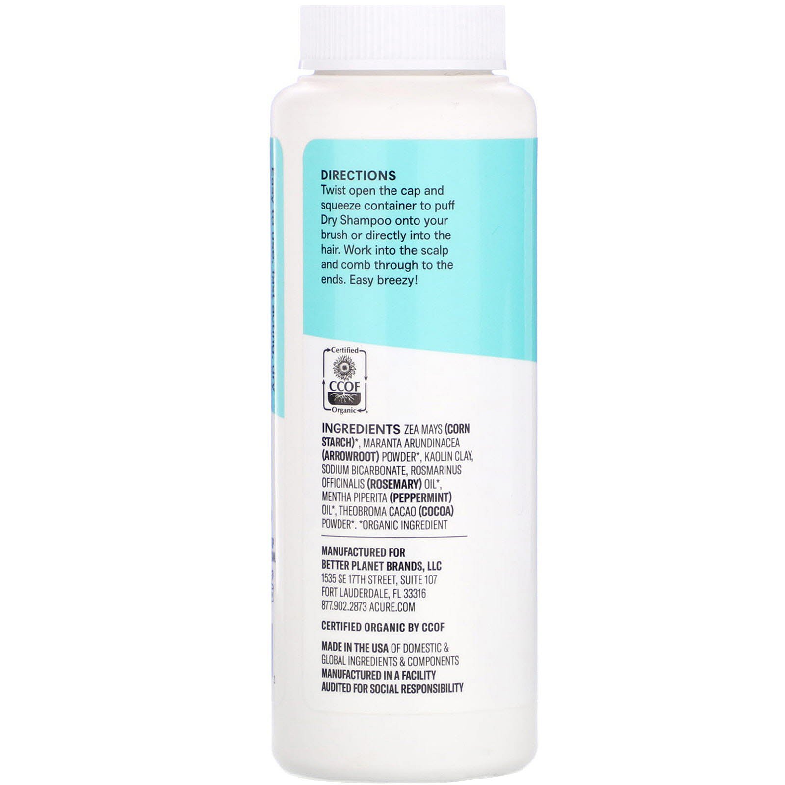 Acure, Dry Shampoo, Brunette to Dark Hair, Rosemary & Cocoa, 1.7 oz (58 g) - Imagem 2