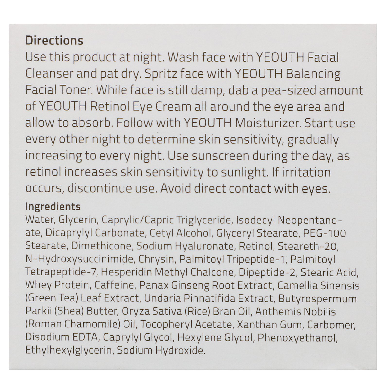 Yeouth, Creme para os Olhos Retinol, 30 ml (1 fl oz) - Imagem 4
