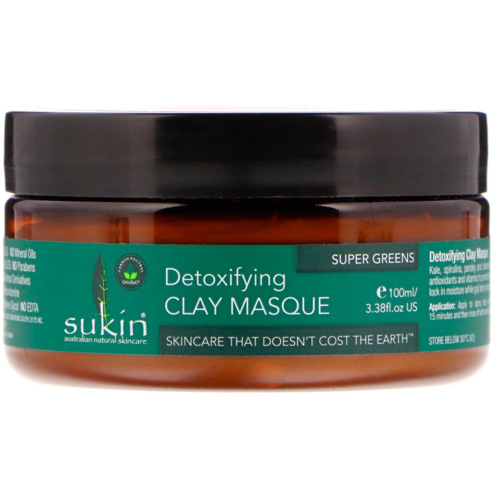 Sukin, Supervegetais, Máscara Detox de Argila, 3,38 fl oz (100 ml)