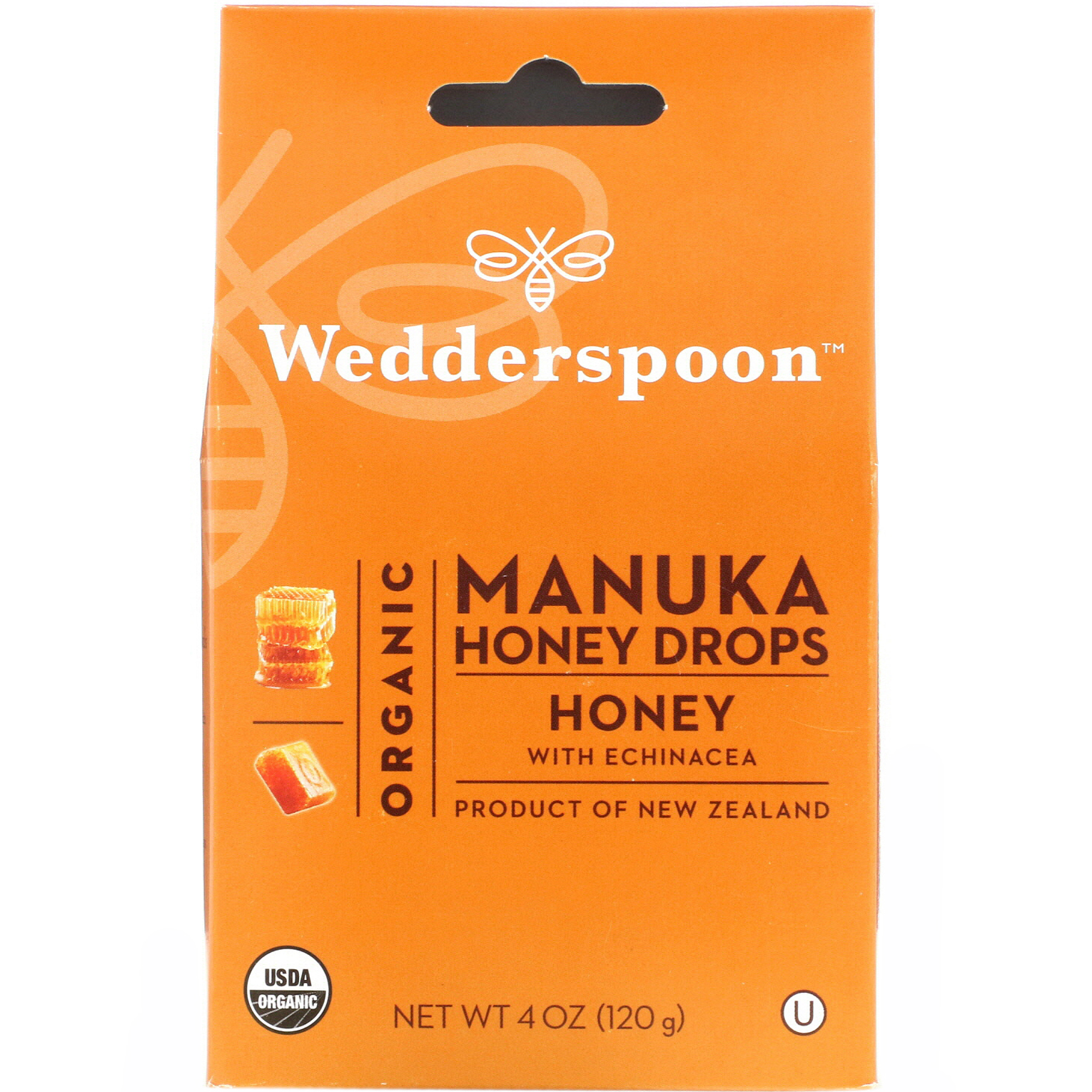 Wedderspoon, Organic Manuka Honey Drops, Honey with Echinacea, 4 oz (120 g)