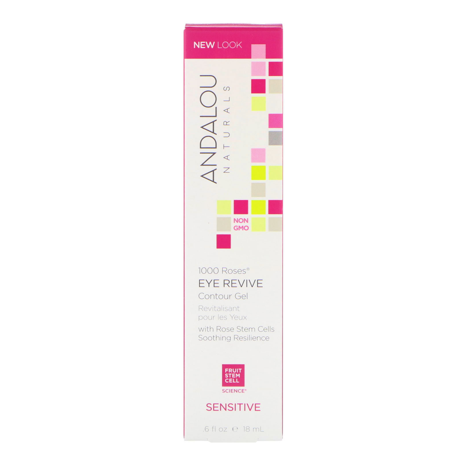 Andalou Naturals, 1000 Roses, Olhos Vivos Gel de Contorno, Sensível, 0,6 fl oz (18 ml)