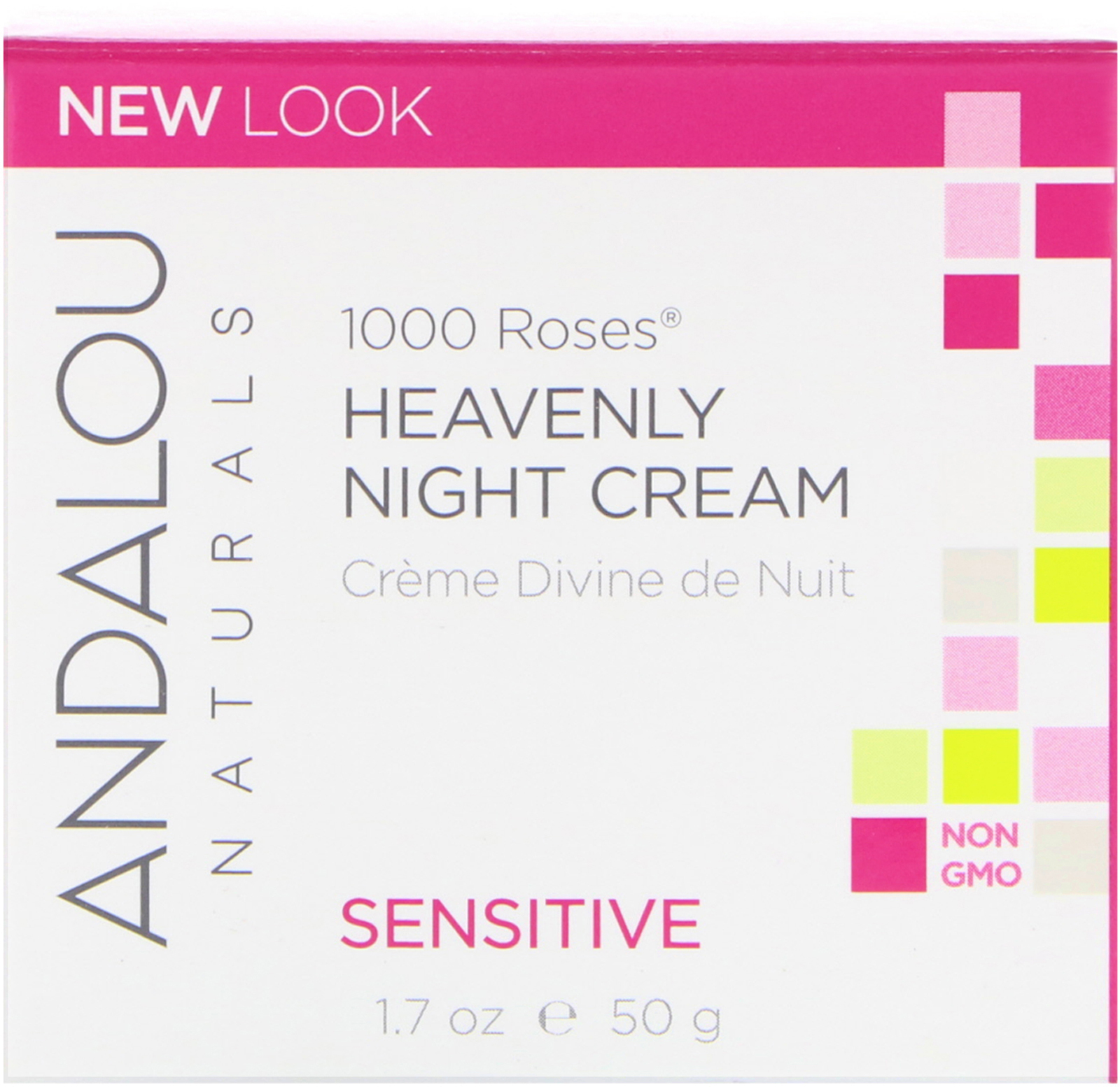 Andalou Naturals, 1000 Roses, Creme Noturno Celestial, Sensível, 1,7 fl oz (50 ml)