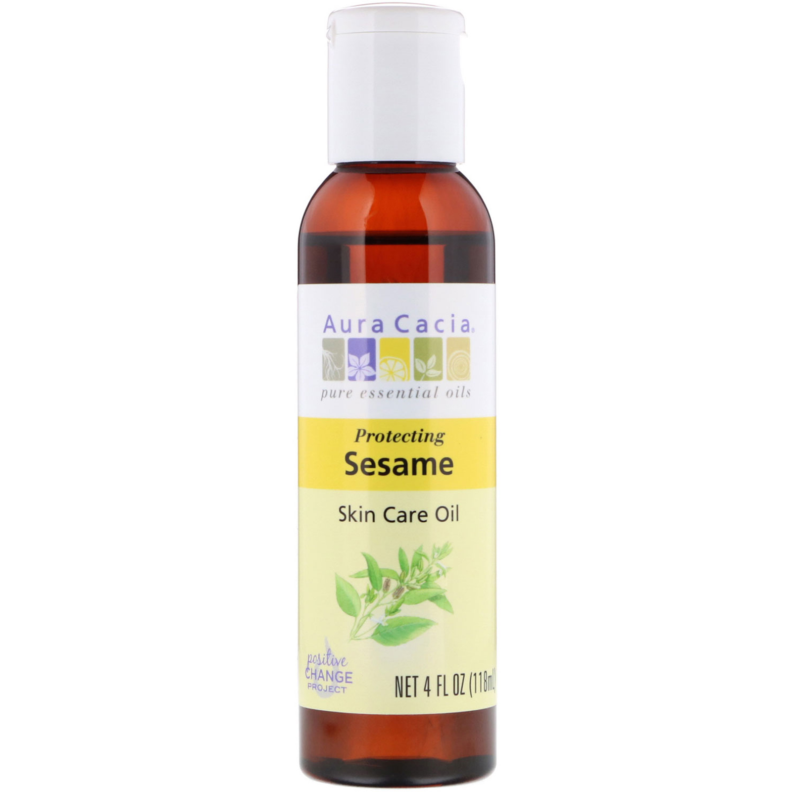 Aura Cacia, Óleo Natual para Cuidados com a Pele, Gergelim Protetor, 4 fl oz (118 ml)