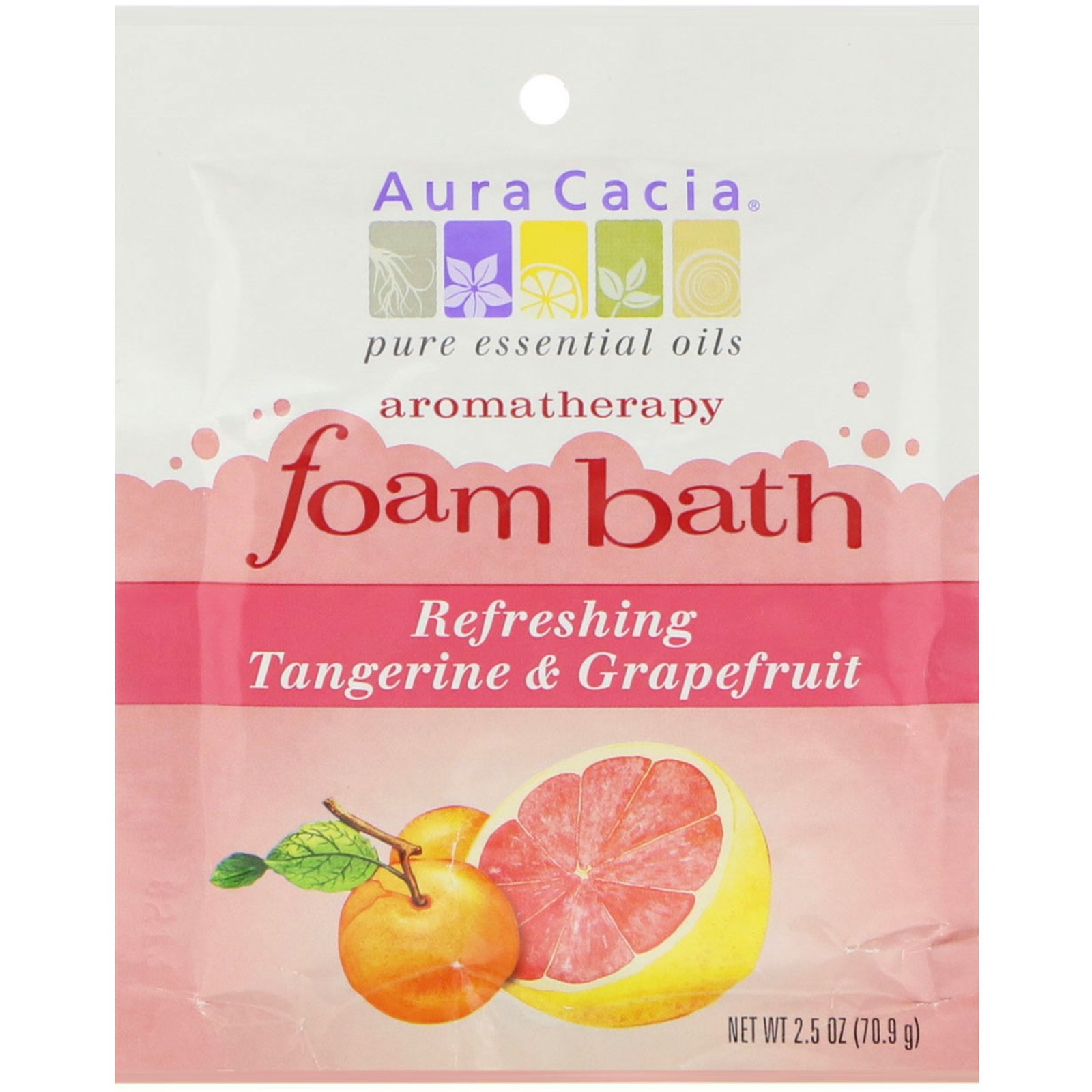 Aura Cacia, Banho de Espuma de Aromaterapia, Tangerina Refrescante & Toranja, 2.5 oz (70,9 g)