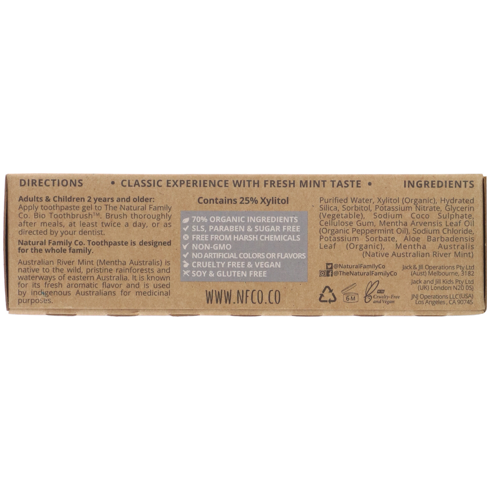 The Natural Family Co., Sensitive & Gentle Natural Toothpaste, Native Rivermint, 3.52 oz (100 g) - Imagem 2