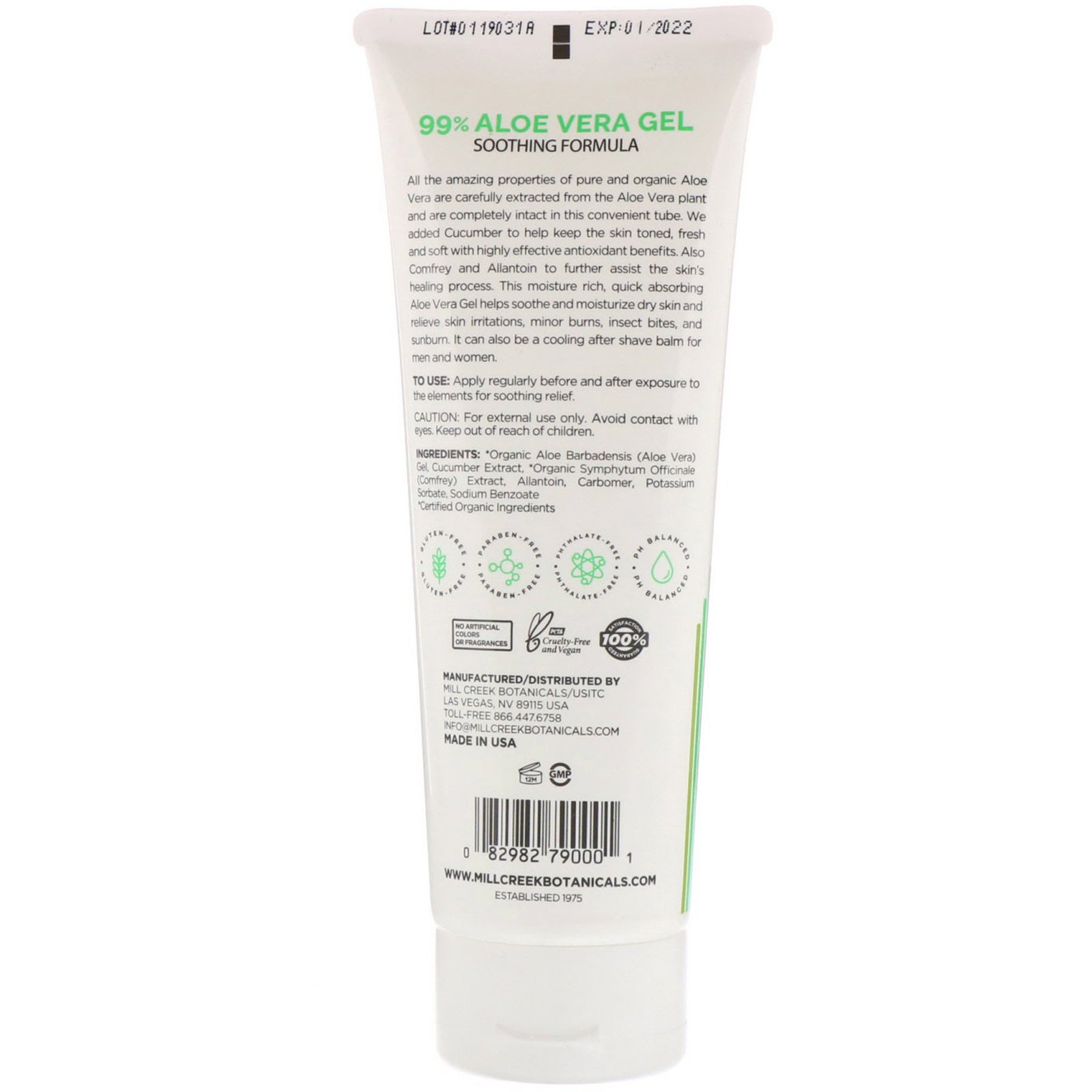 Mill Creek Botanicals, Gel Calmante 99% Aloe Vera, 236 ml (8 fl oz) - Imagem 2