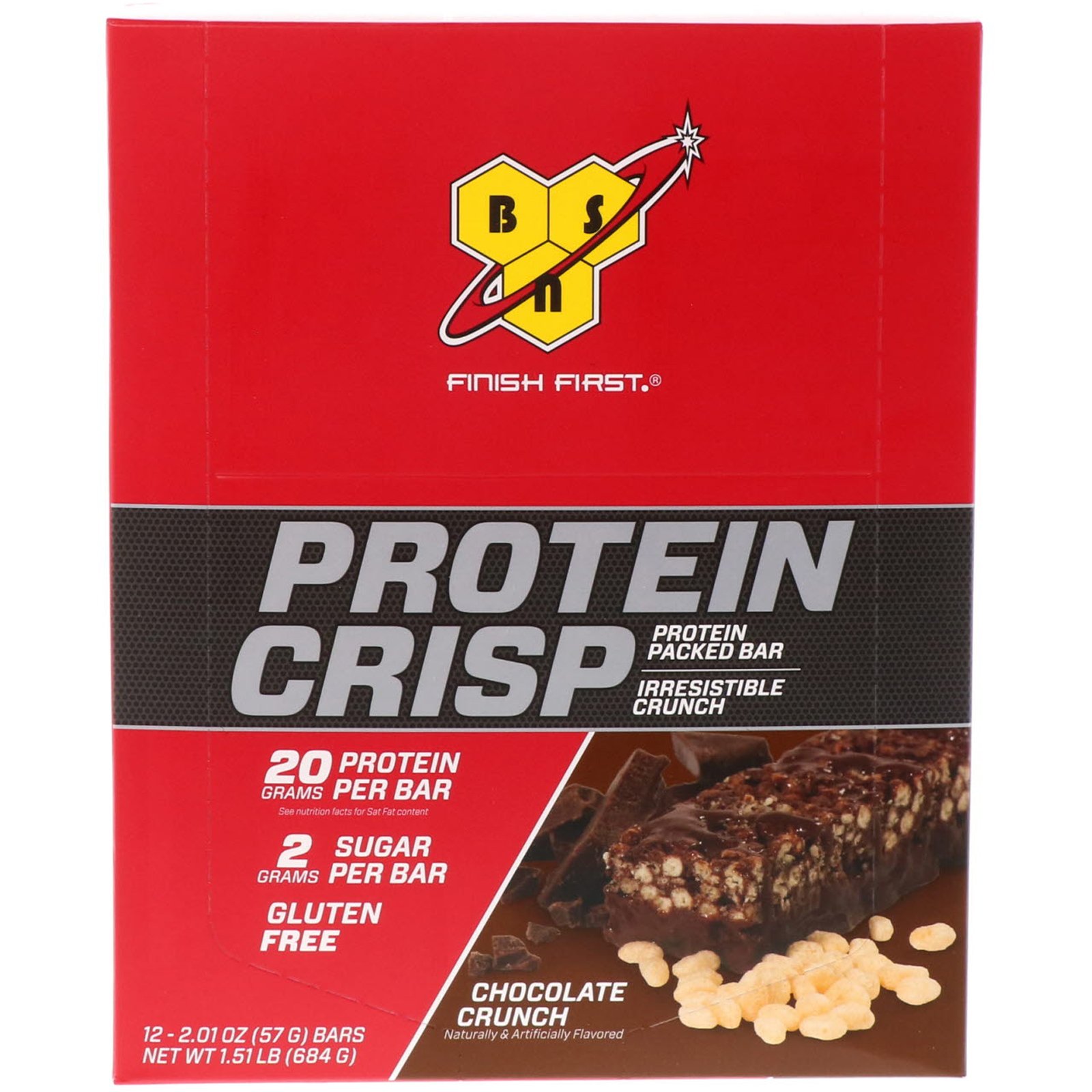 BSN, Protein Crisp, Sabor Chocolate Crocante, 12 Barras, 57 g (2,01 oz) Cada - Imagem 2