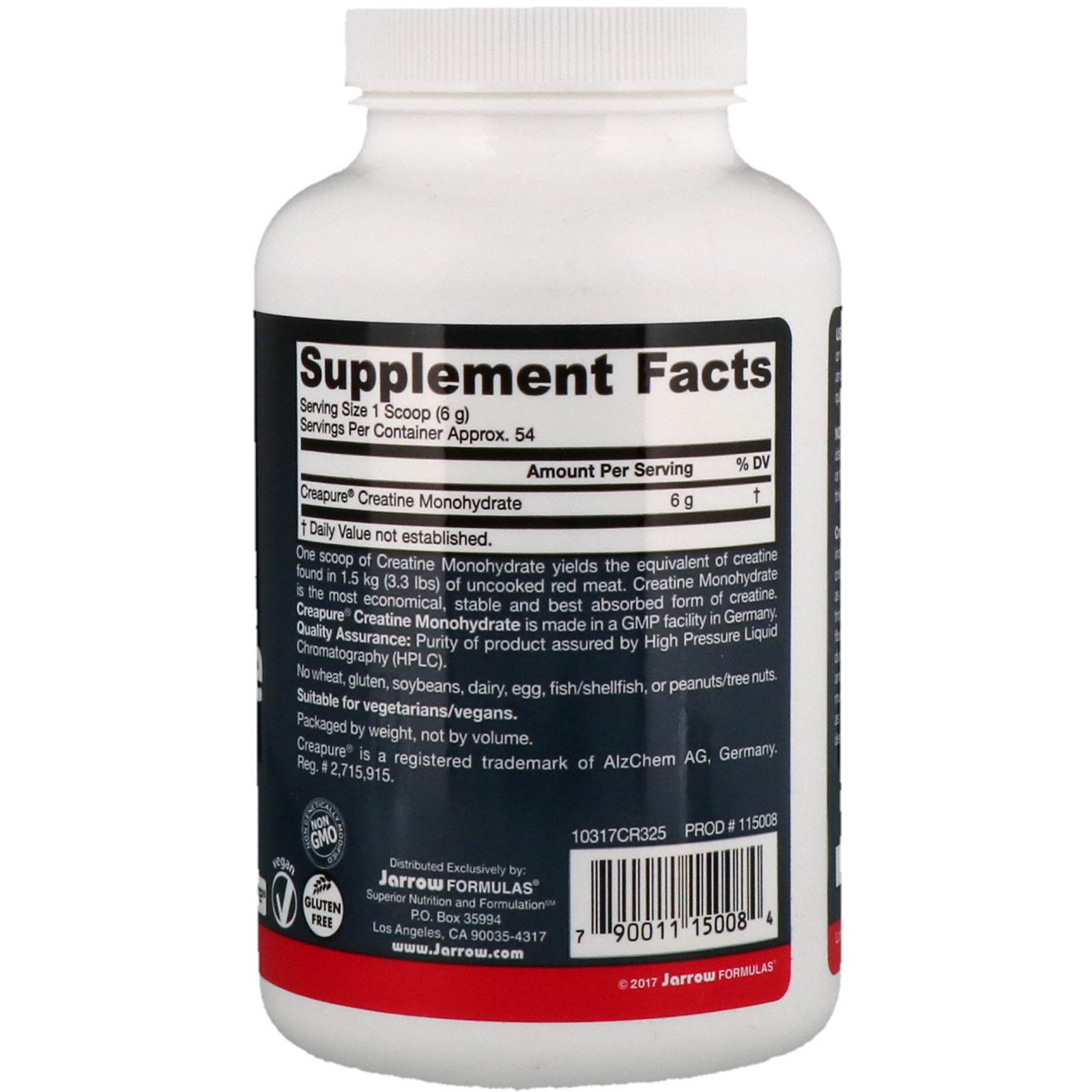 Jarrow Formulas, Monohidrato Creatina, Pó, 11,4 oz (325 g) - Imagem 2