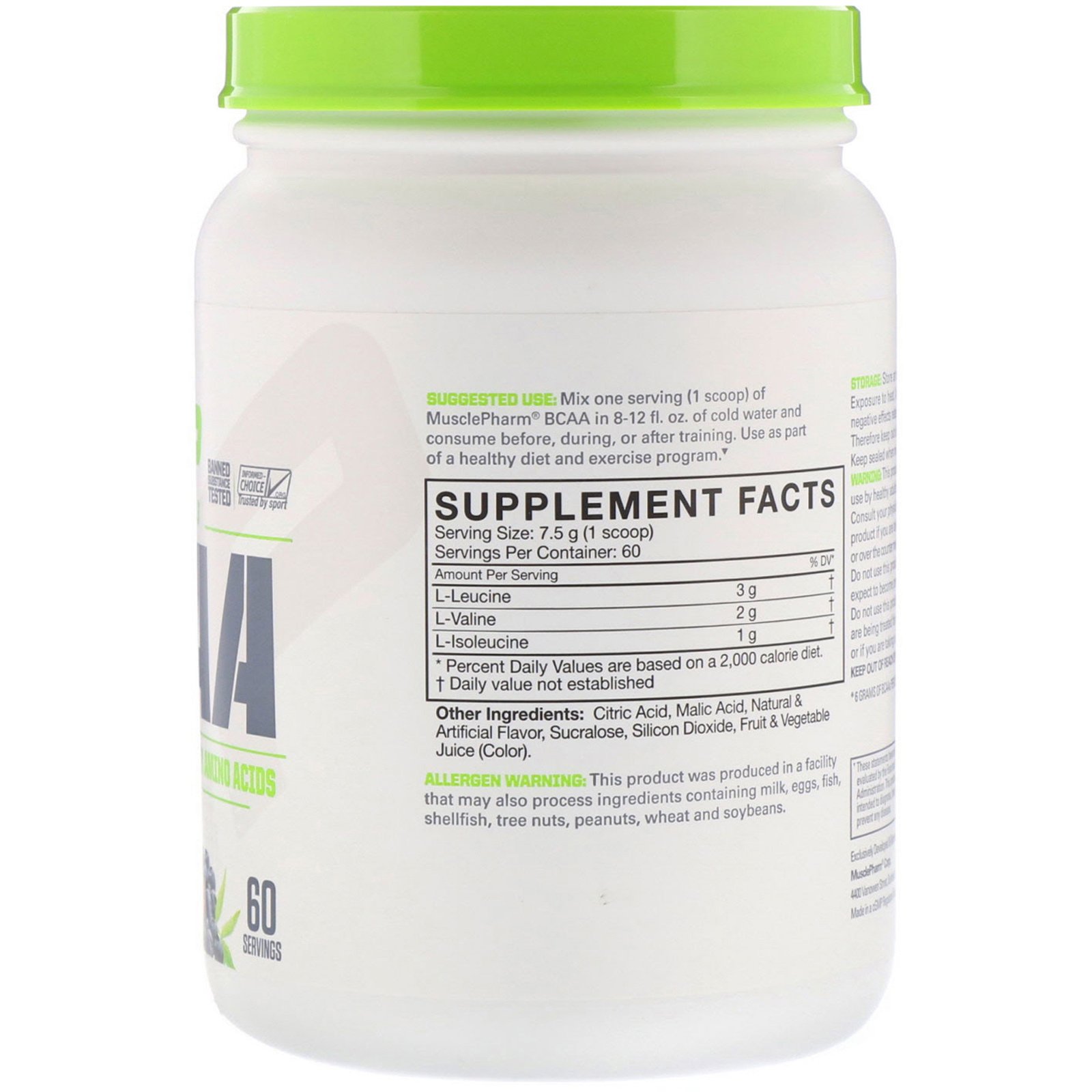 MusclePharm, Essentials, BCAA, Blue Raspberry, 0.99 lb (450 g) - Imagem 2