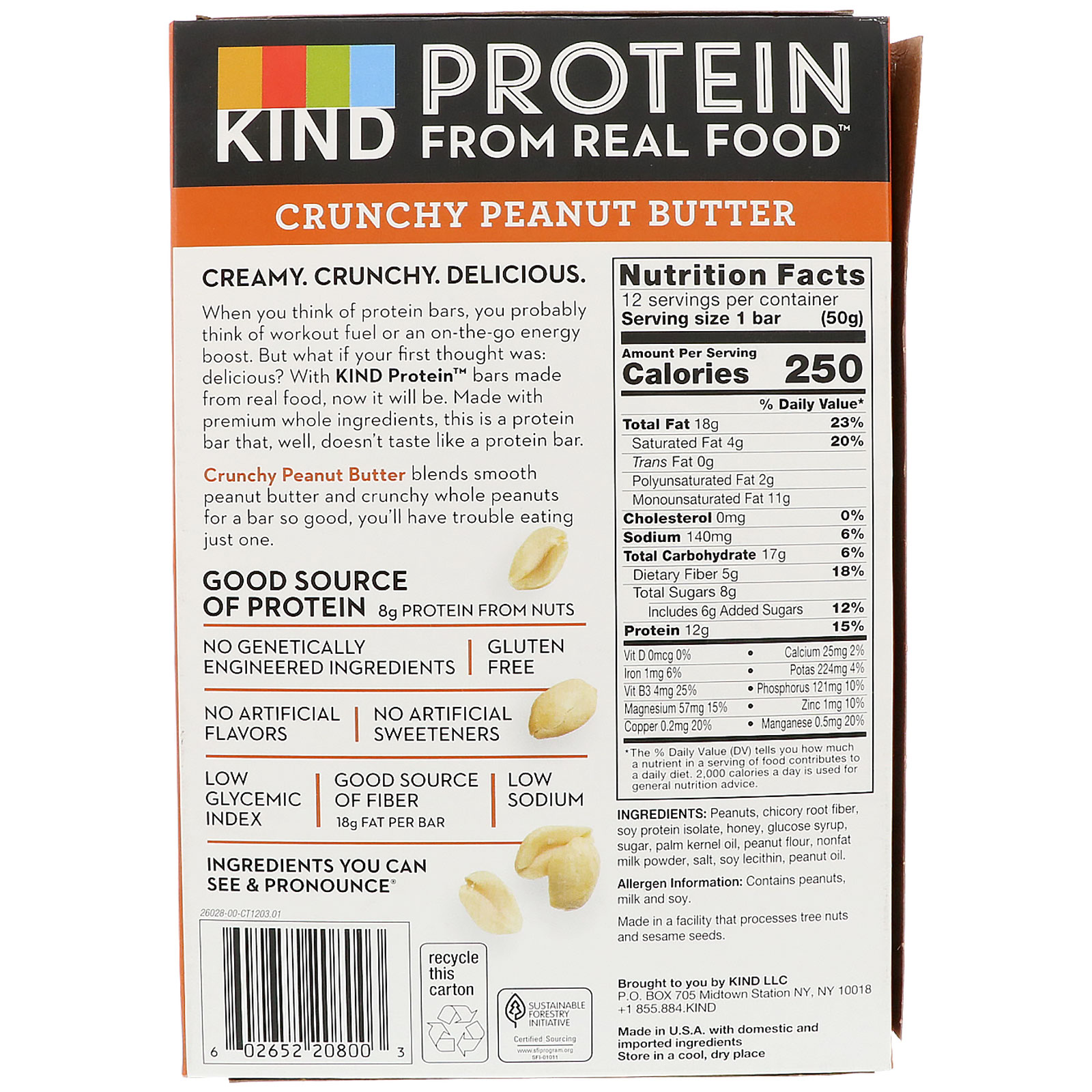 KIND Bars, Barrinhas Proteicas, Manteiga de Amendoim Crocante, 12 Barrinhas, 1,76 oz (50 g) Cada - Imagem 3